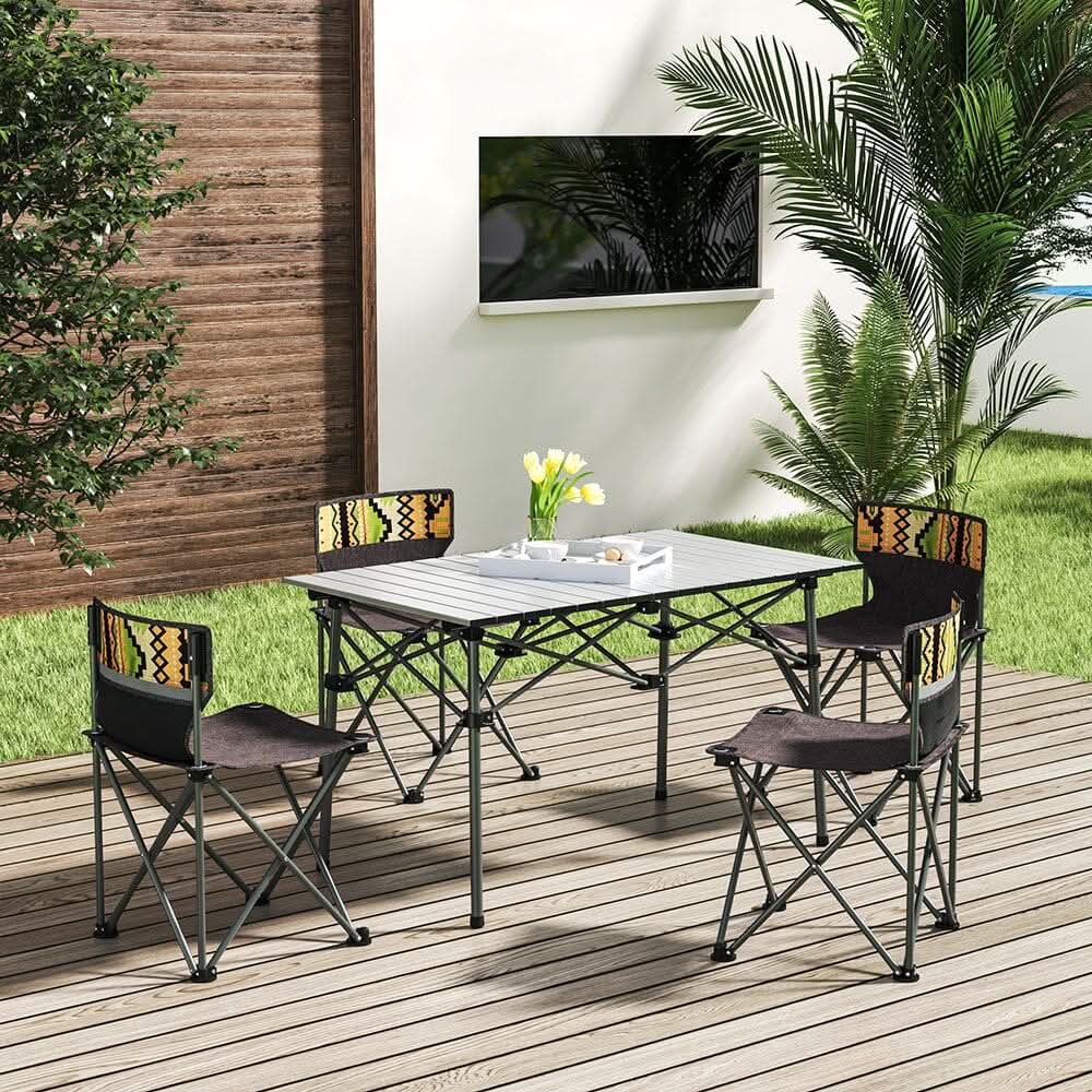 7 Piece Folding Camping Table Chairs Set Portable Carrying Bag