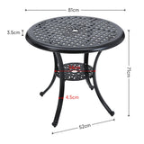 Black Cast Aluminum Round Patio Dining Table with Umbrella Hole Garden Dining Tables Living and Home 