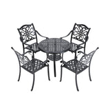 Black Cast Aluminum Round Patio Dining Table with Umbrella Hole Garden Dining Tables Living and Home 