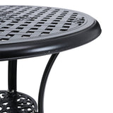 Black Cast Aluminum Round Patio Dining Table with Umbrella Hole Garden Dining Tables Living and Home 