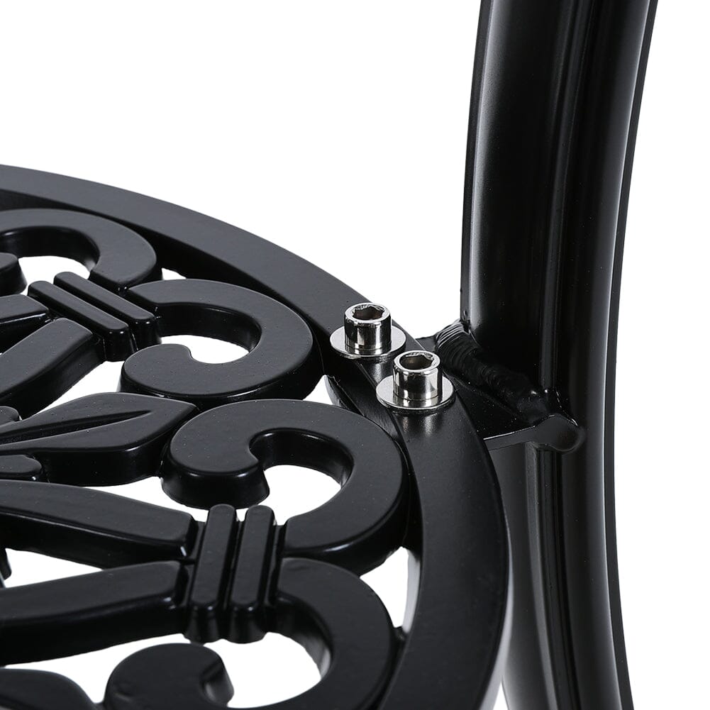 Black Cast Aluminum Round Patio Dining Table with Umbrella Hole