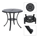 Black Cast Aluminum Round Patio Dining Table with Umbrella Hole Garden Dining Tables Living and Home 