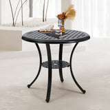 Black Cast Aluminum Round Patio Dining Table with Umbrella Hole Garden Dining Tables Living and Home 