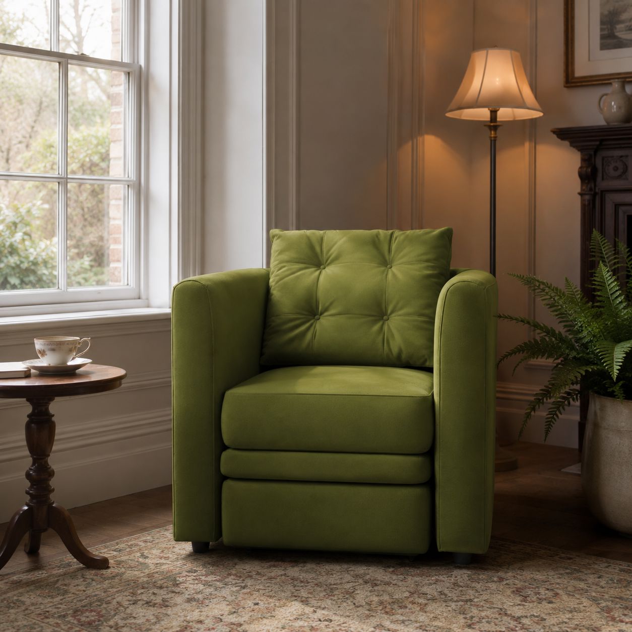 Cottonfy Plush Velvet Snuggler Chair with Hidden Storage Footstool Cottonfy UK 