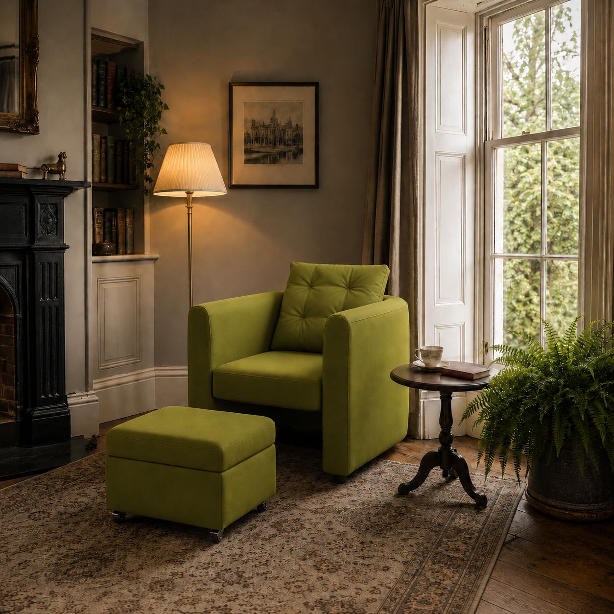 Cottonfy Plush Velvet Snuggler Chair with Hidden Storage Footstool Cottonfy UK 