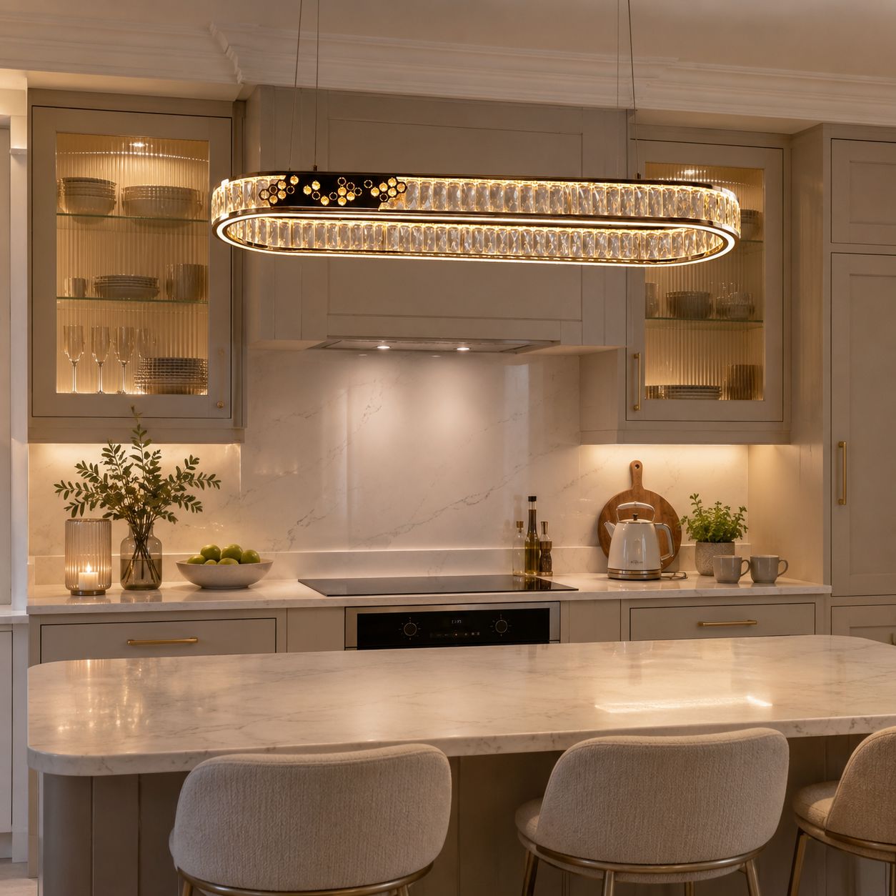 Lightsin Gold Crystal Ring LED Pendant Light Modern Chandelier Ceiling Lighting Lightsin UK 