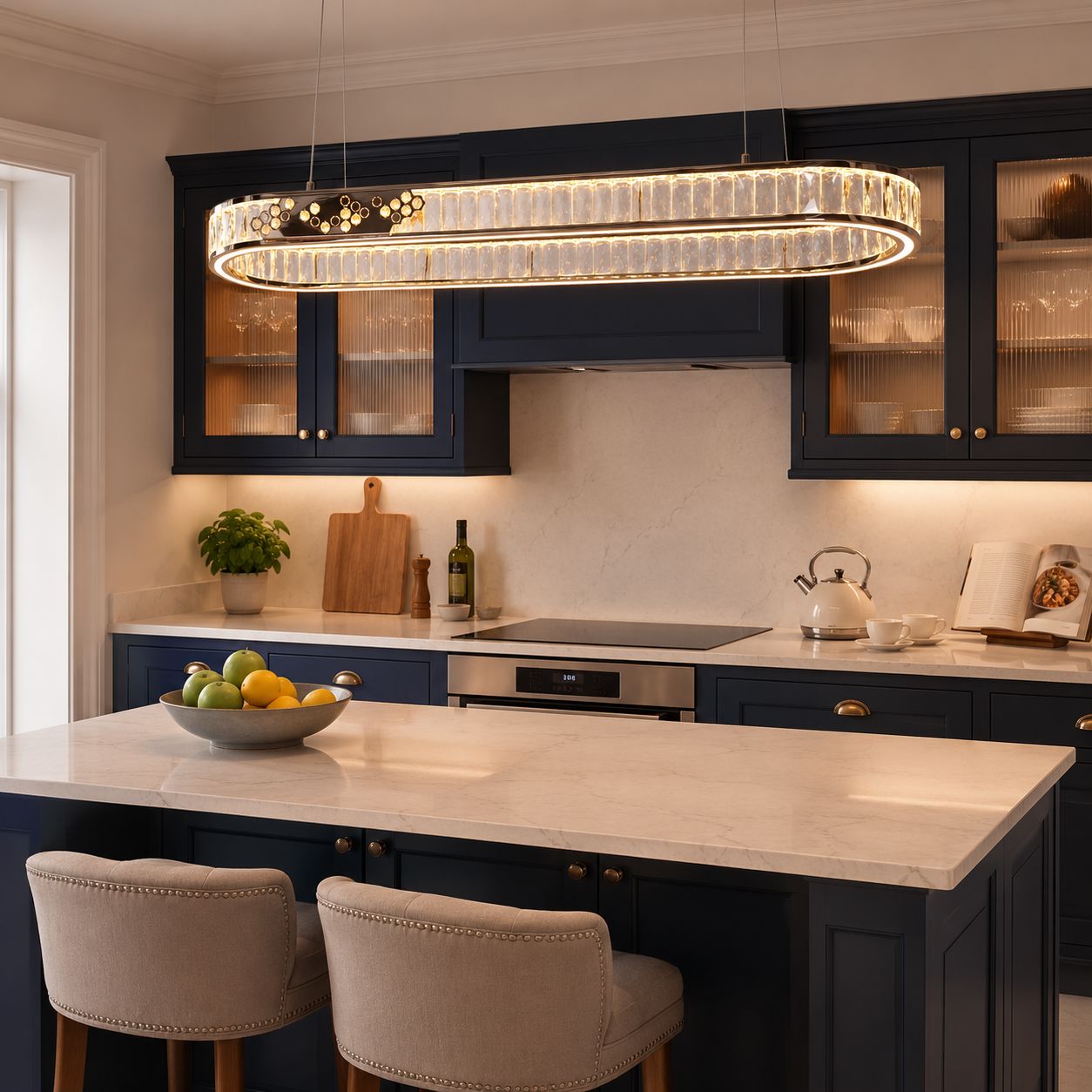 Lightsin Gold Crystal Ring LED Pendant Light Modern Chandelier Ceiling Lighting Lightsin UK In Stock 