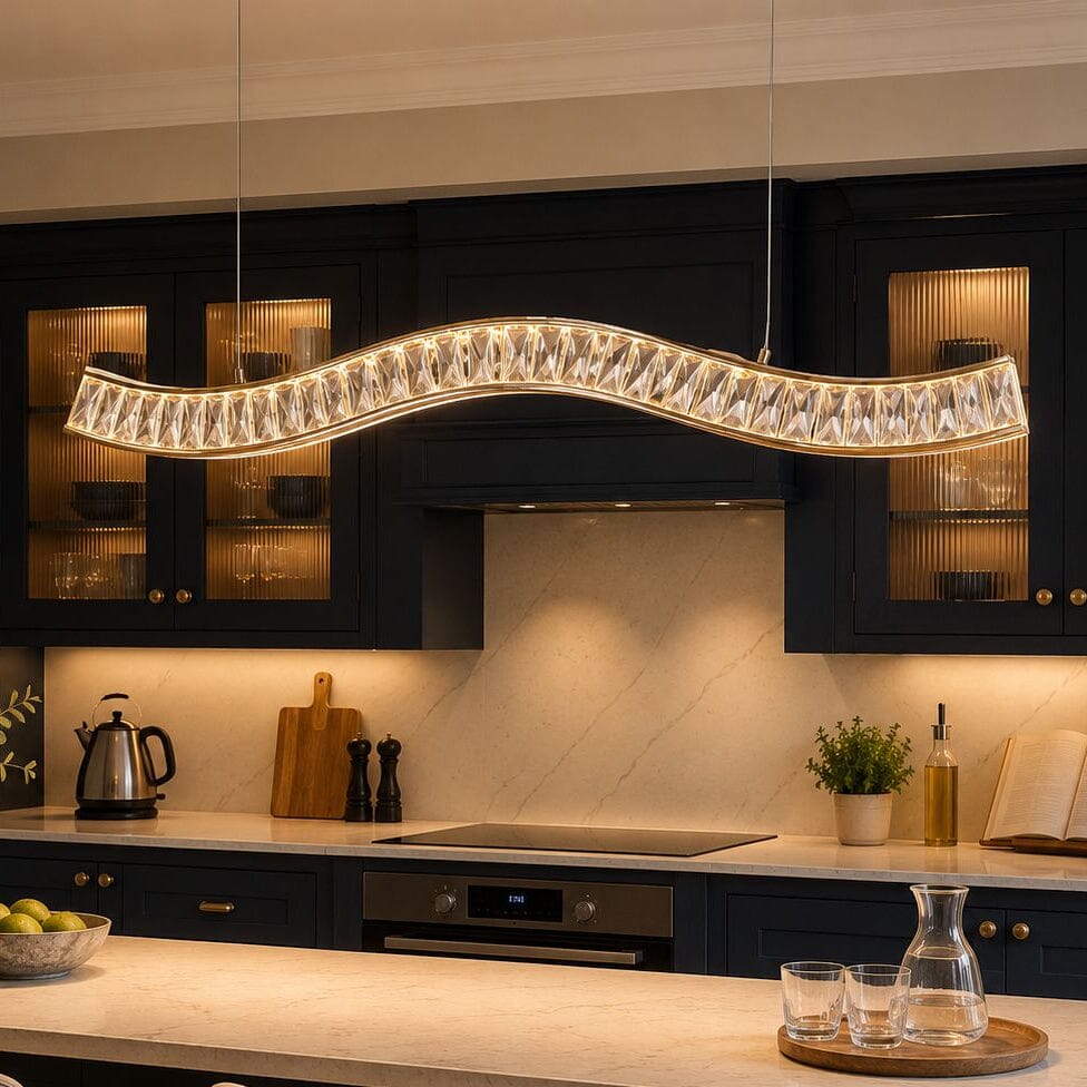 Lightsin Gold Crystal Wave LED Pendant Light Modern Chandelier for Contemporary Interiors Lightsin UK 