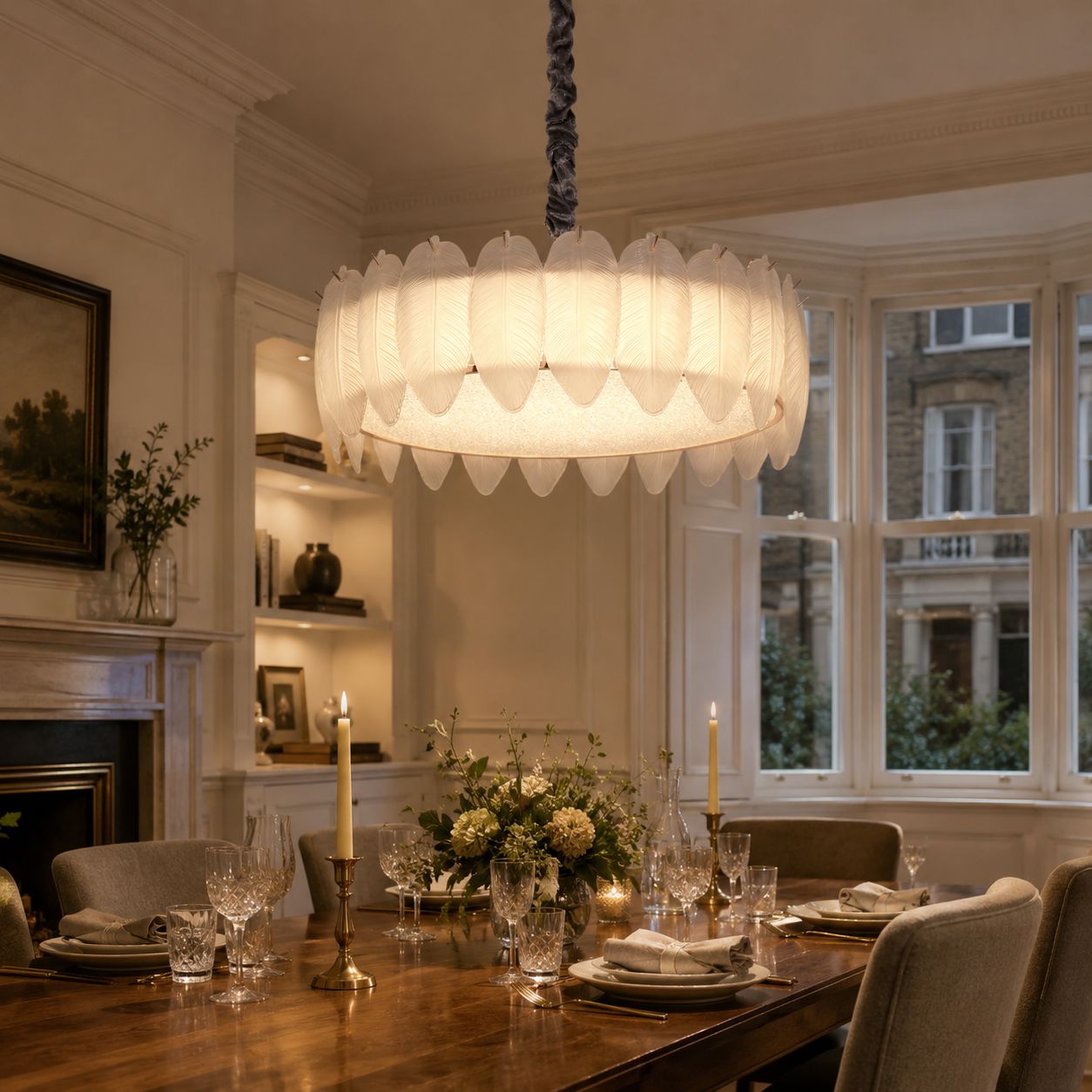 Lightsin Feather Inspired Luxury Glass Chandelier Modern Ceiling Light UK Lightsin UK In Stock 1 Unit 