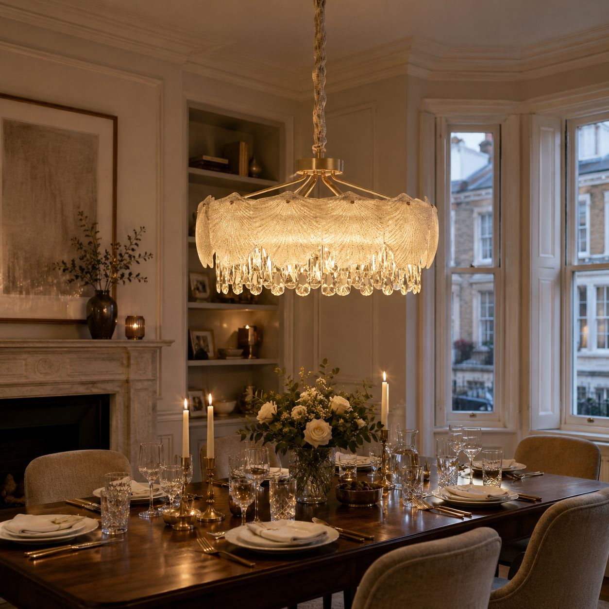 Lightsin Opulent Gold Chandelier Ceiling Light with Crystal Accents Lightsin UK Circle In Stock 