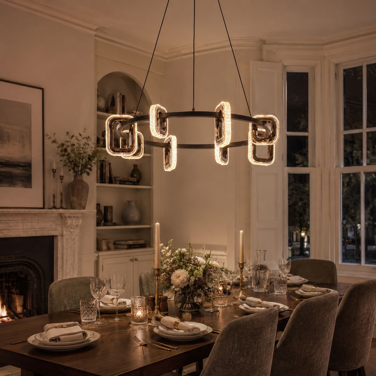 Lightsin Gold Geometric LED Pendant Light with Acrylic Accents Modern Crystal Chandelier Lightsin UK 