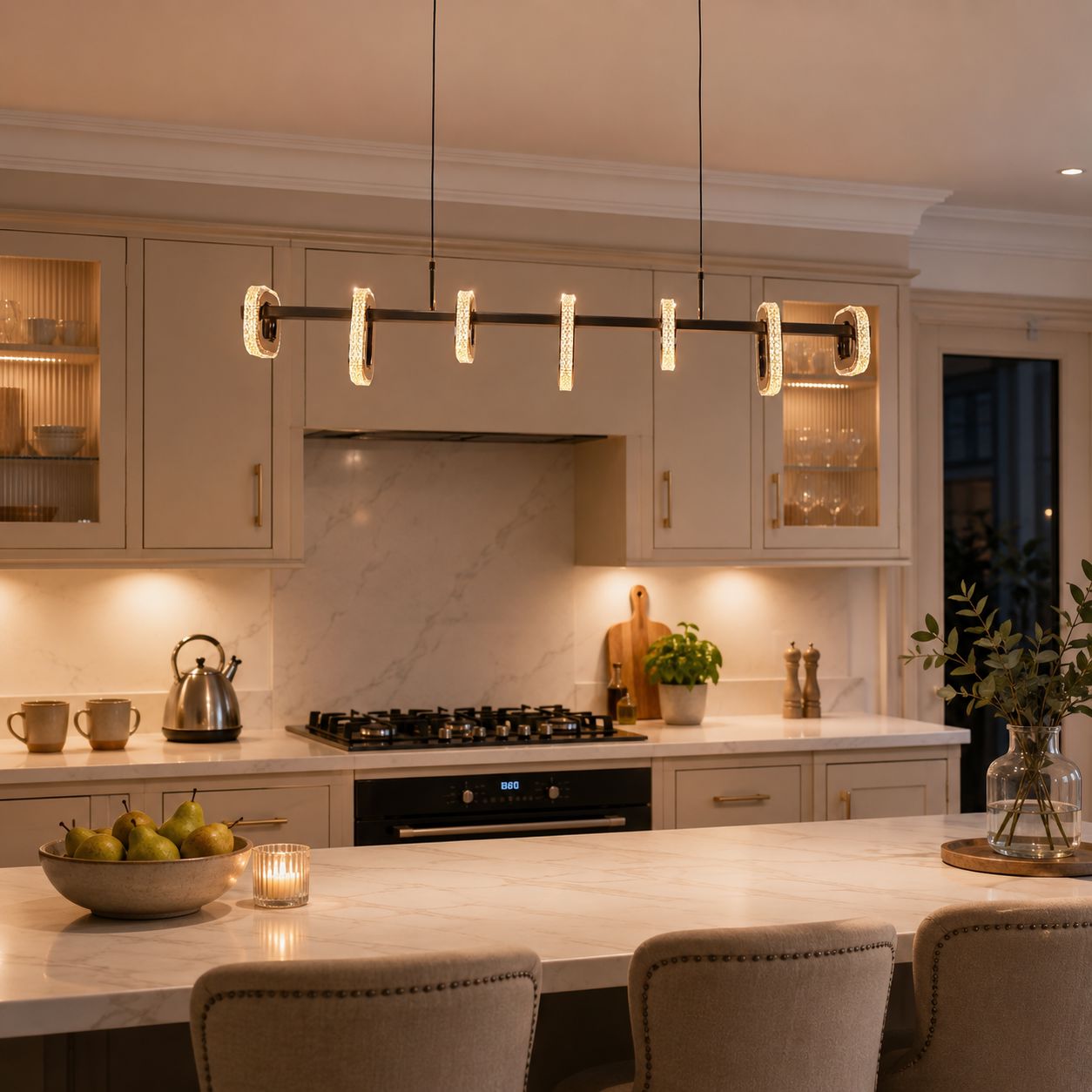 Lightsin Gold Linear LED Pendant Light with Acrylic Shades Metal Ceiling Lighting Lightsin UK 