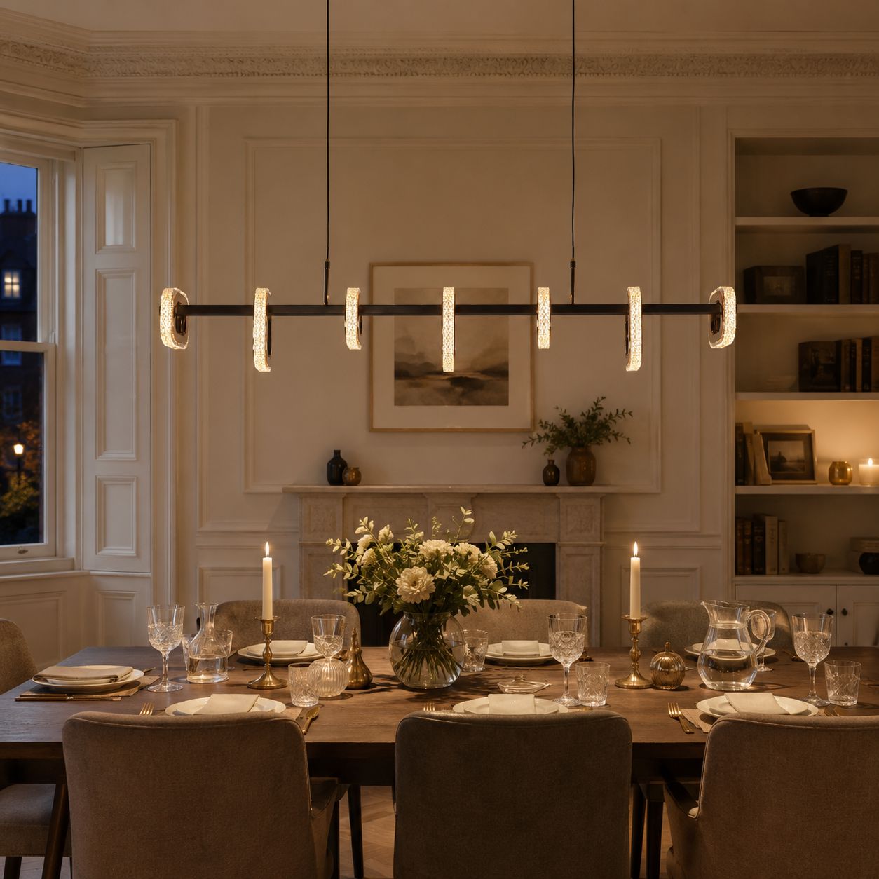 Lightsin Gold Linear LED Pendant Light with Acrylic Shades Metal Ceiling Lighting Lightsin UK 