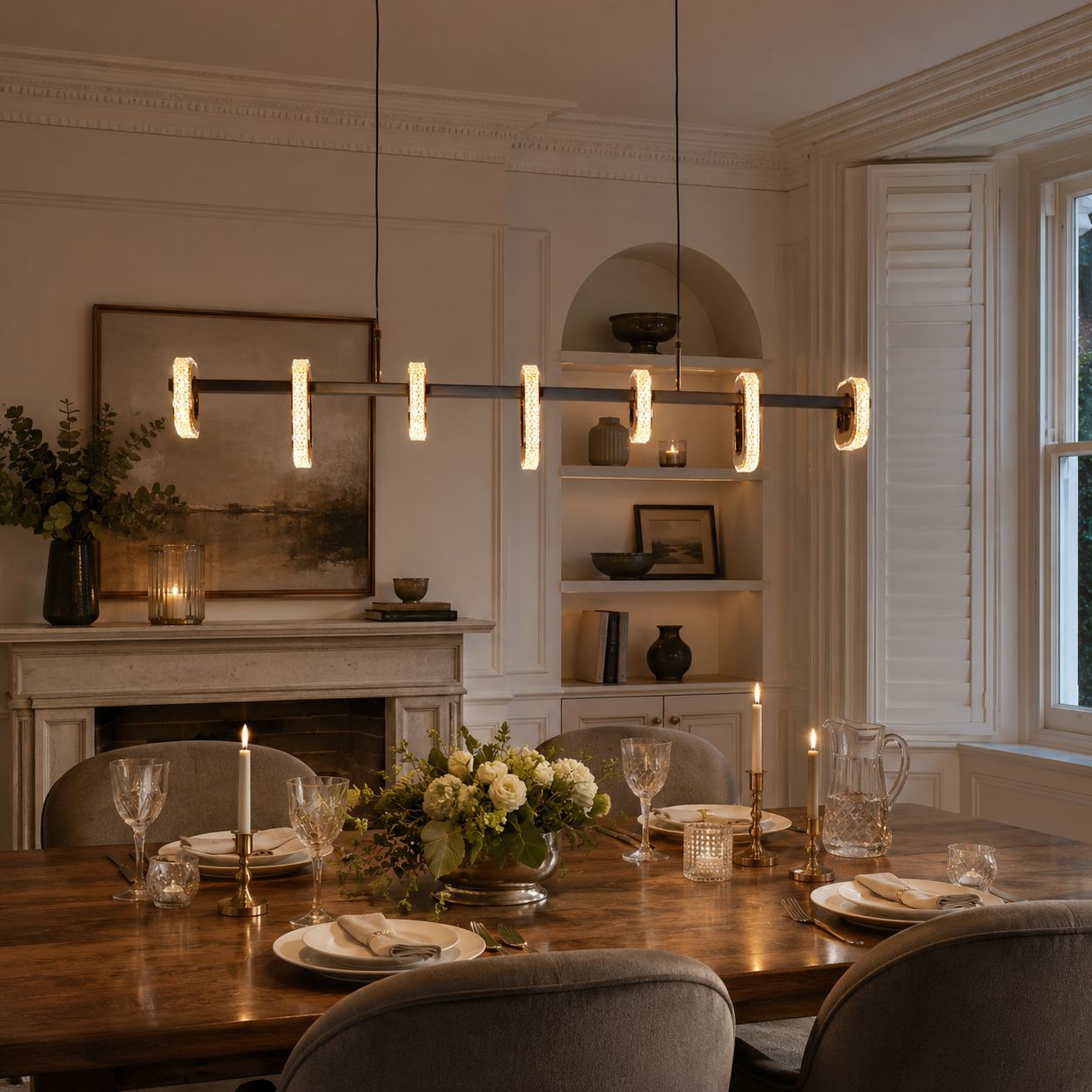 Lightsin Gold Linear LED Pendant Light with Acrylic Shades Metal Ceiling Lighting Lightsin UK 