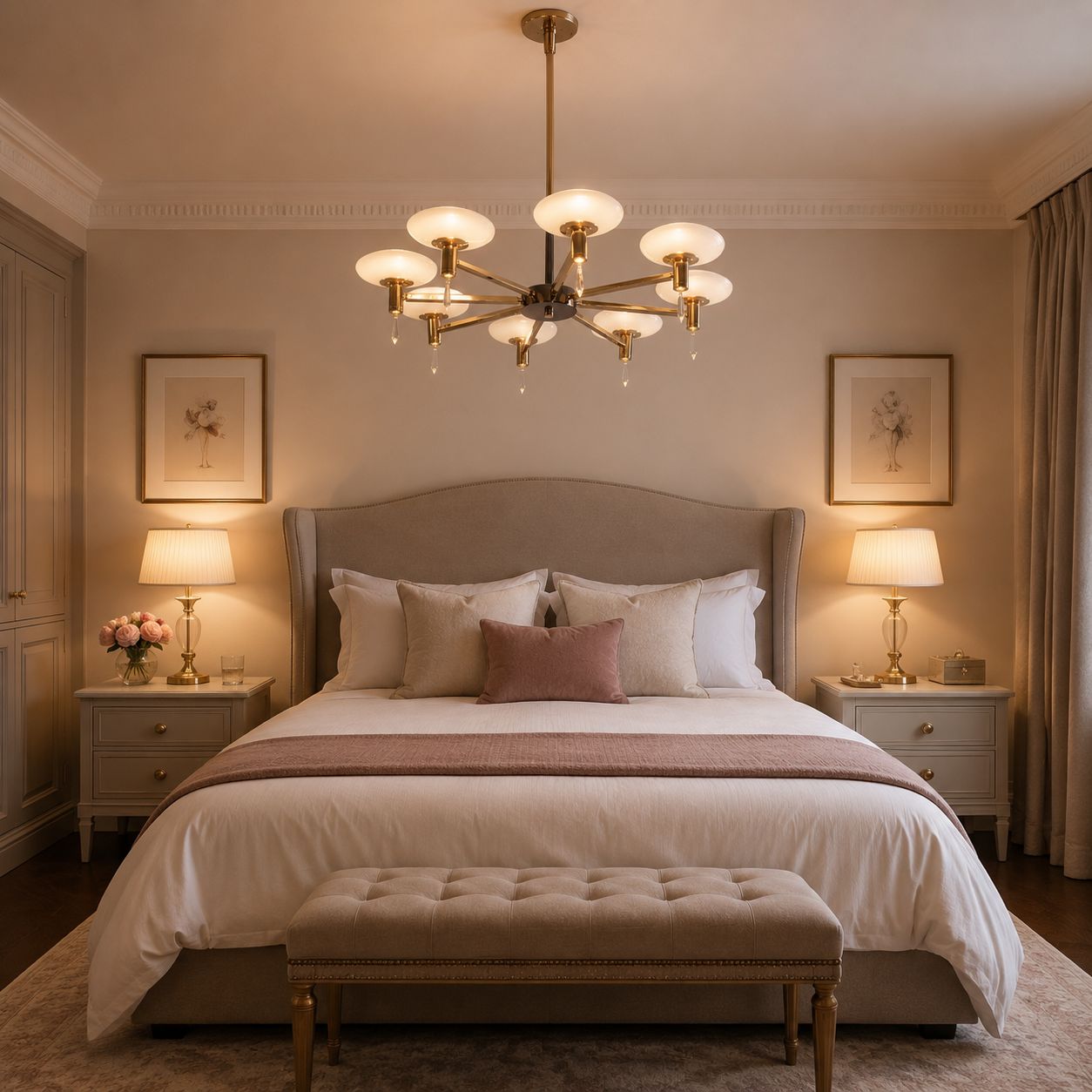 Lightsin Modern Gold LED Chandelier with Glass Shades Lightsin UK 