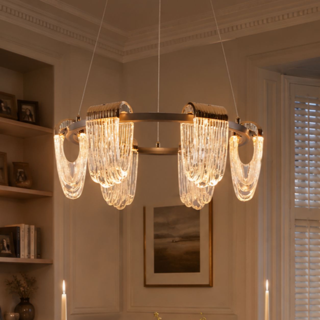 Lightsin Modern LED Pendant Ceiling Light with Cascading Gold Acrylic Curves Lightsin UK 