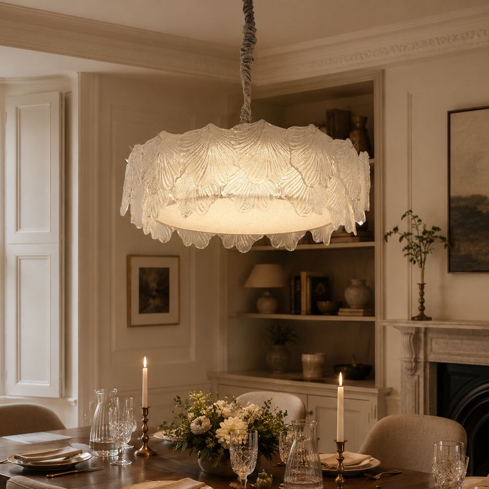 Lightsin Modern Vintage Leaf Glass Pendant Light with Metal Frame for Living Room Lightsin UK 