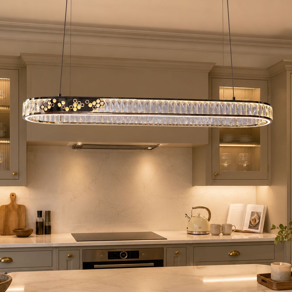 Lightsin Gold Crystal Ring LED Pendant Light Modern Chandelier Ceiling Lighting Lightsin UK 