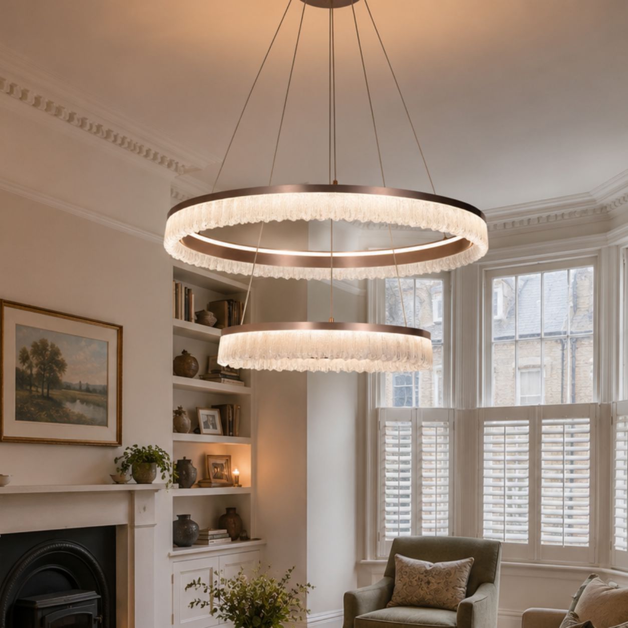Lightsin Red Aluminum Stepless Dimming Circular Pendant Light for Modern Interiors Lightsin UK Dual-Annular 
