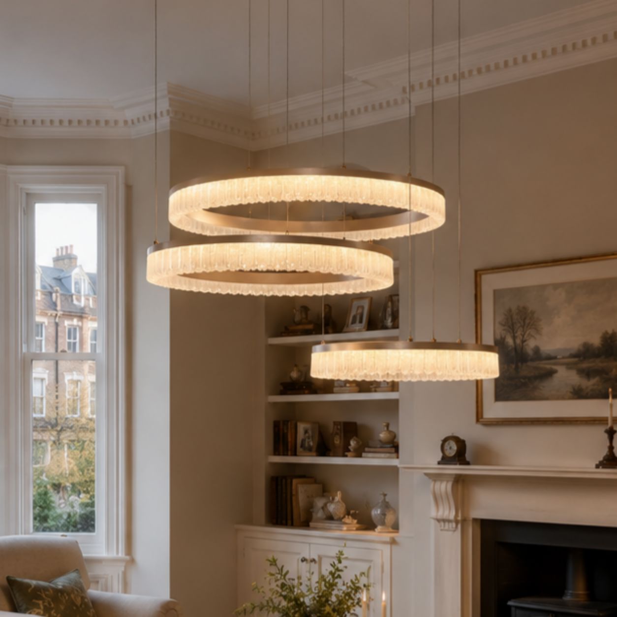 Lightsin Red Aluminum Stepless Dimming Circular Pendant Light for Modern Interiors Lightsin UK Triple-Annular 