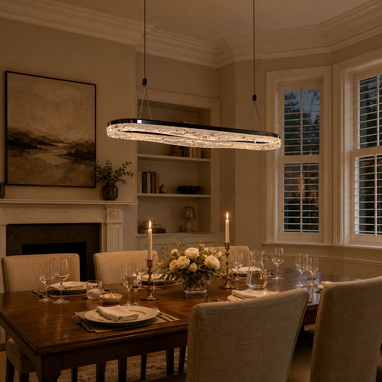 Lightsin Sleek Pearl Black LED Resin Oval Pendant Light Modern Chandelier Lighting Lightsin UK 