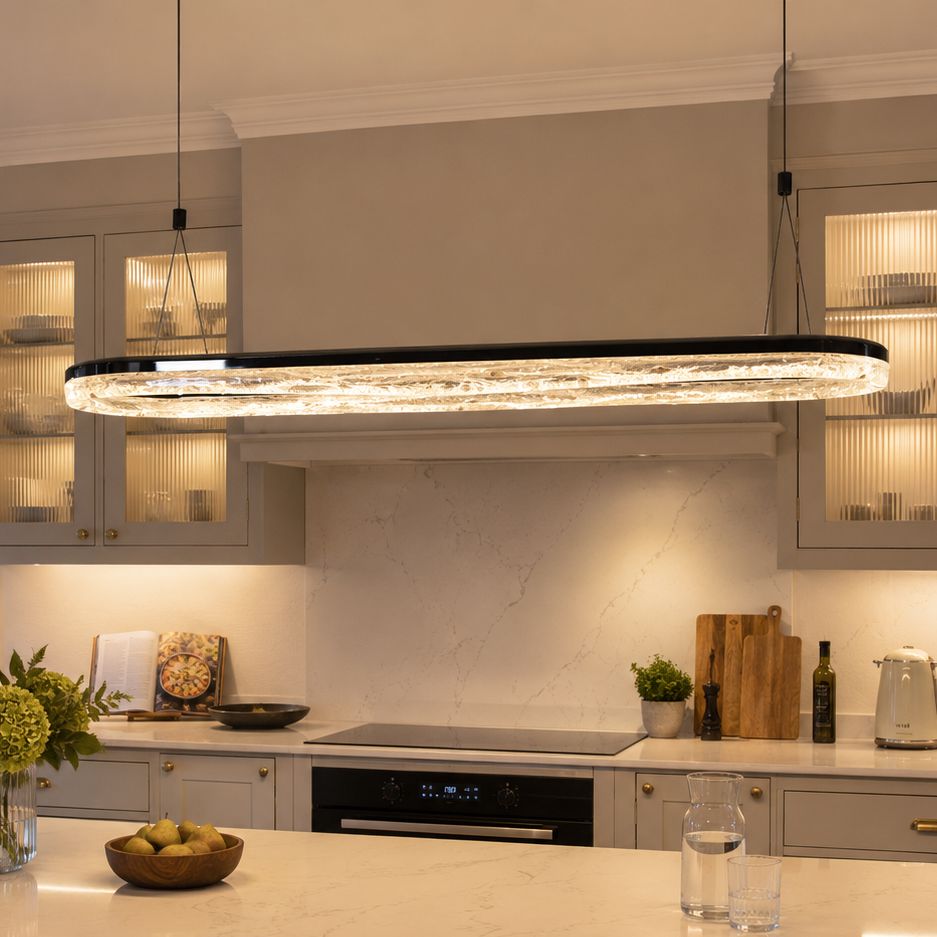 Lightsin Sleek Pearl Black LED Resin Oval Pendant Light Modern Chandelier Lighting Lightsin UK 
