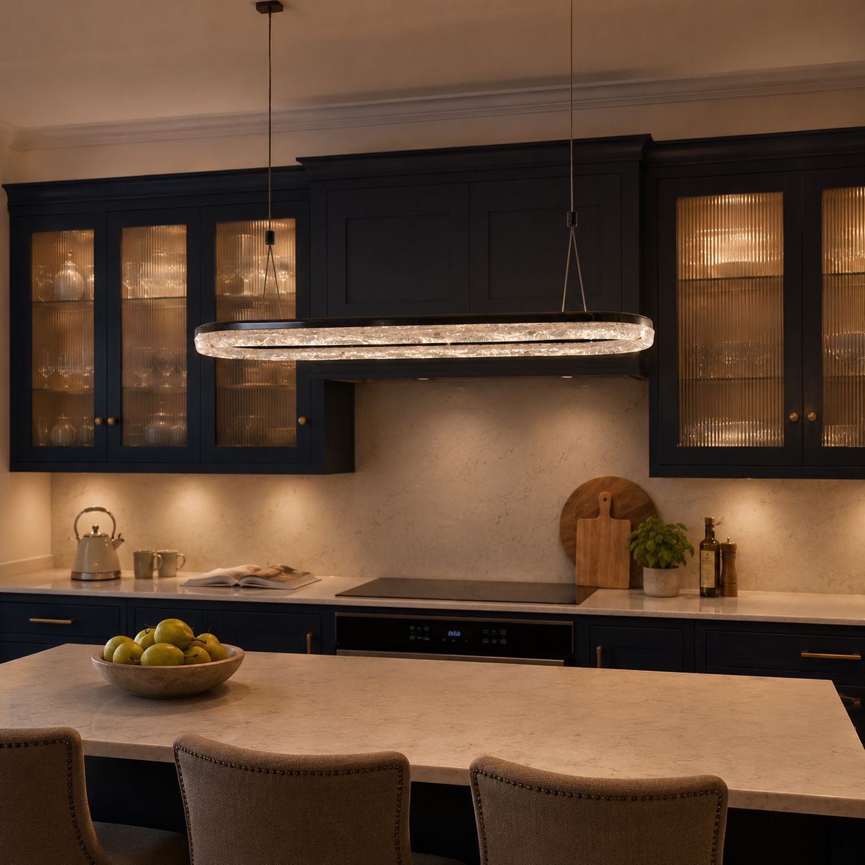 Lightsin Sleek Pearl Black LED Resin Oval Pendant Light Modern Chandelier Lighting Lightsin UK 