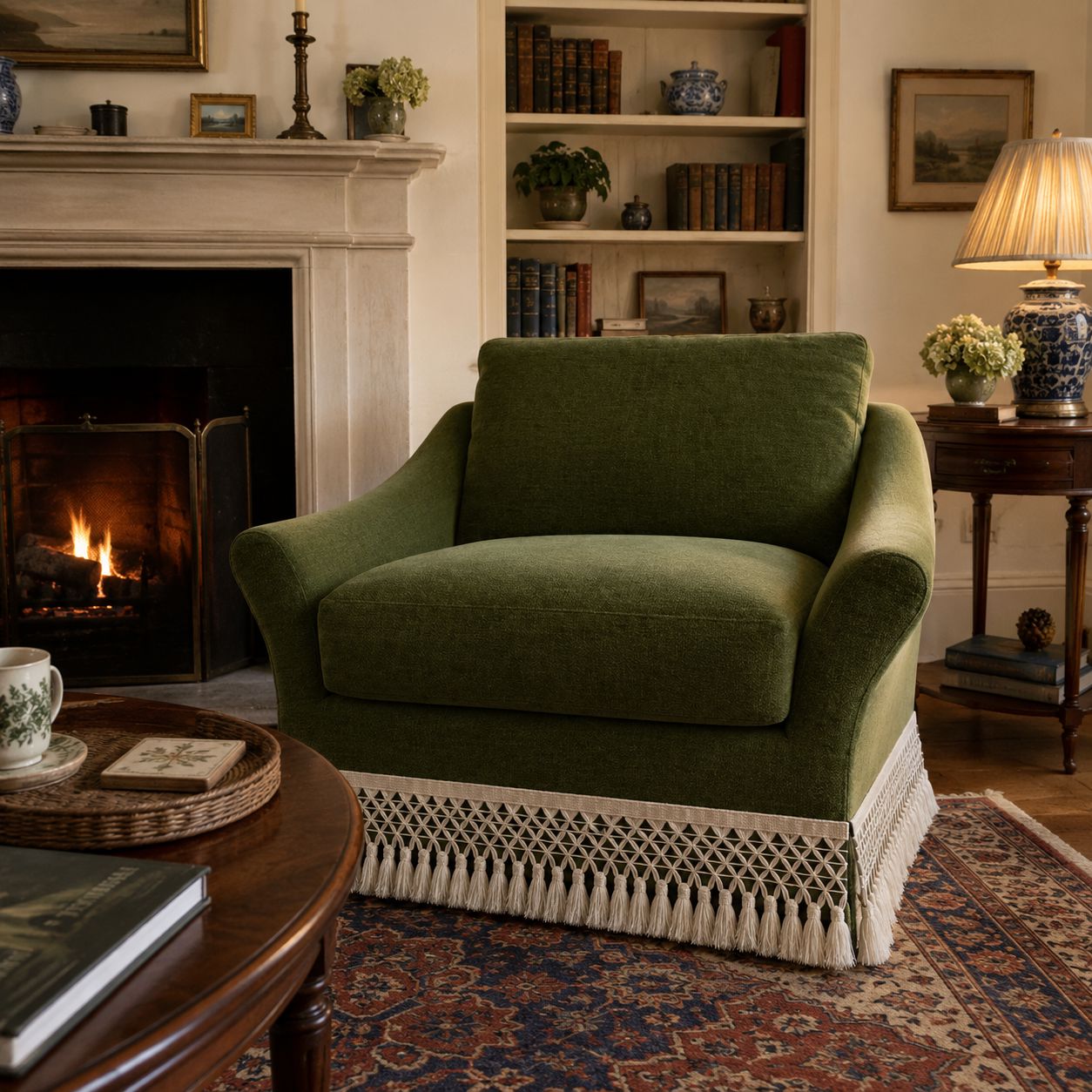 Cottonfy Slipcover Linen Armchair with Fringe Cottonfy UK 