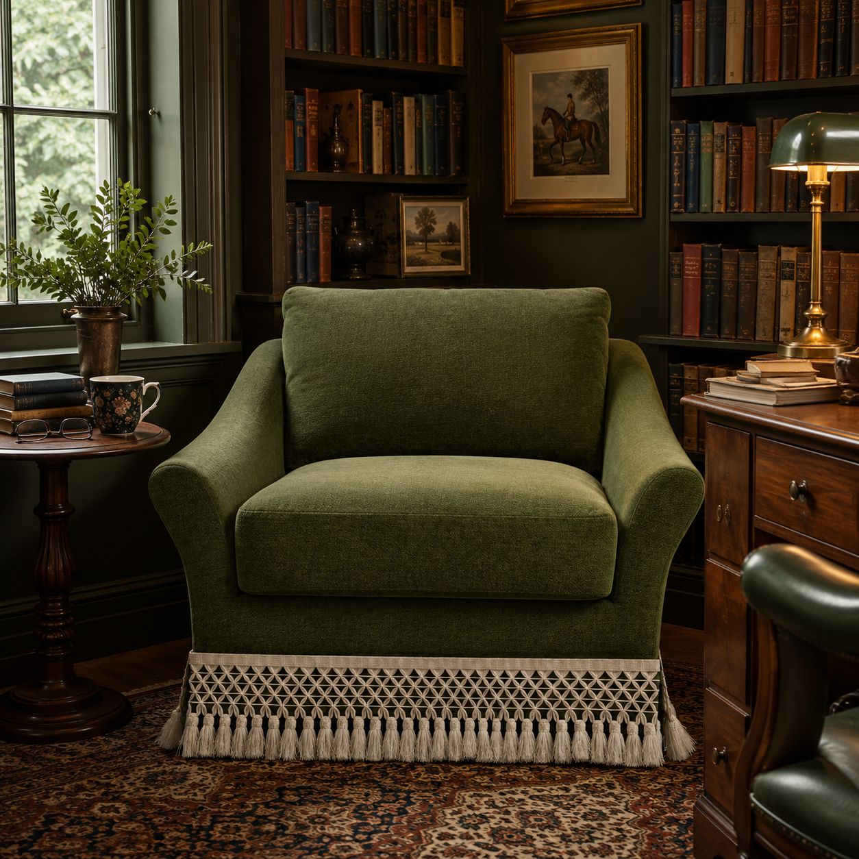 Cottonfy Slipcover Linen Armchair with Fringe Cottonfy UK 