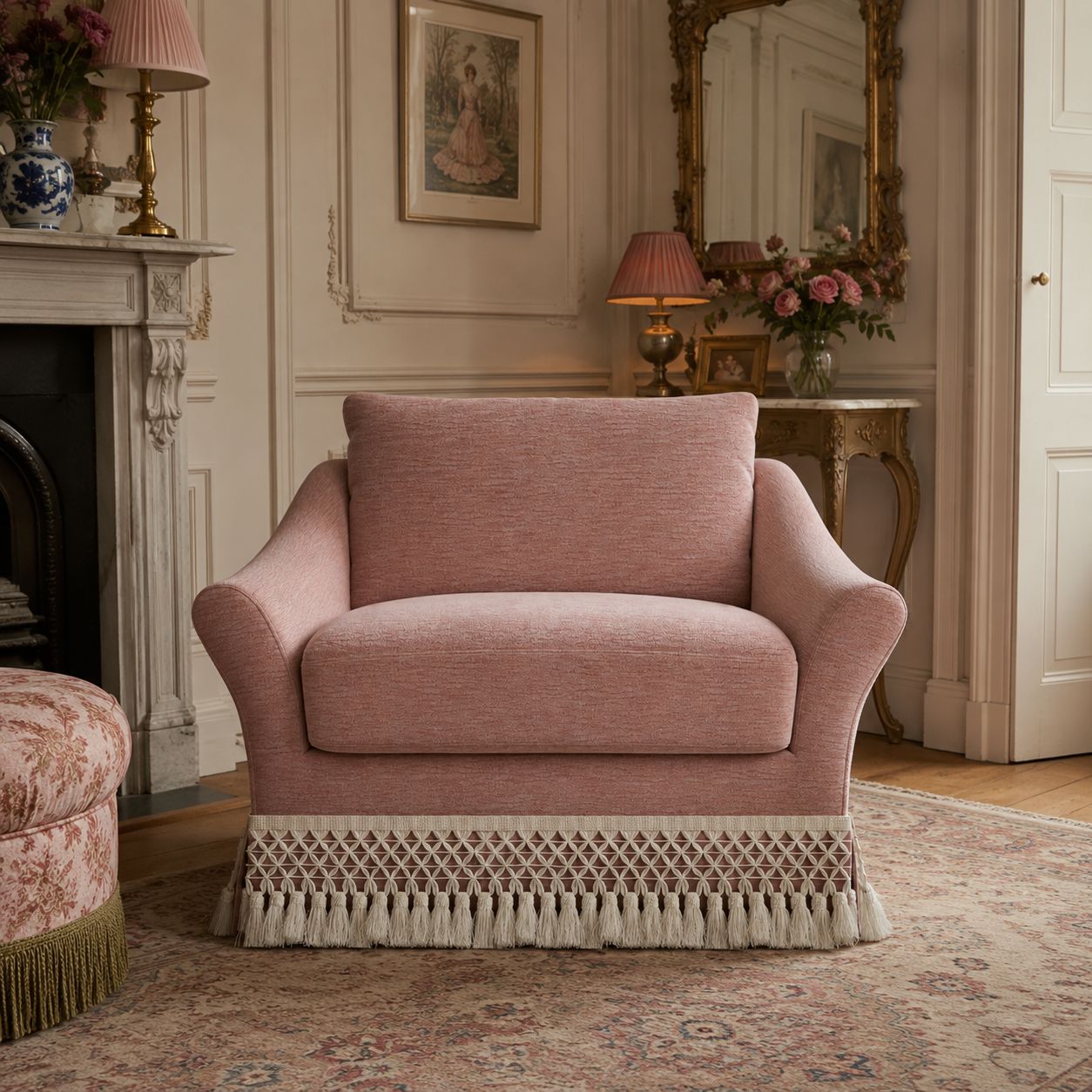 Cottonfy Slipcover Linen Armchair with Fringe Cottonfy UK 