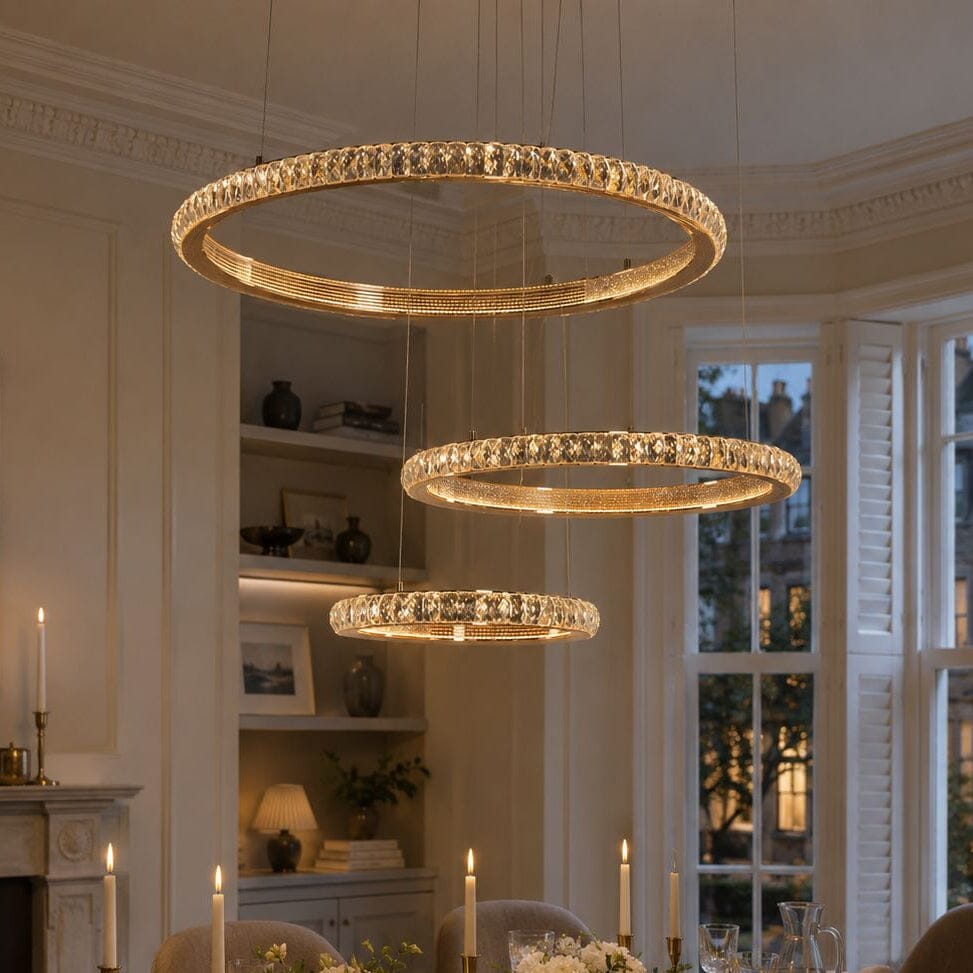 Lightsin Modern Crystal LED Triple-Ring Pendant Chandelier Lightsin UK 