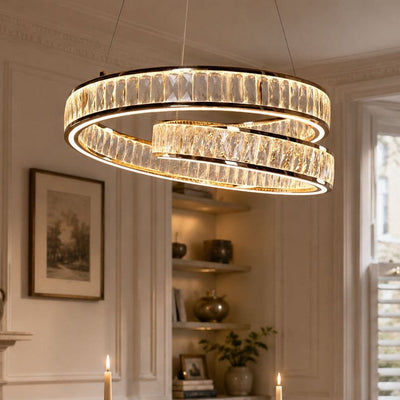 Lightsin Elegant Gold Crystal Swirl Pendant Light Luxury Crystal Chandelier for Living Room Lightsin UK 