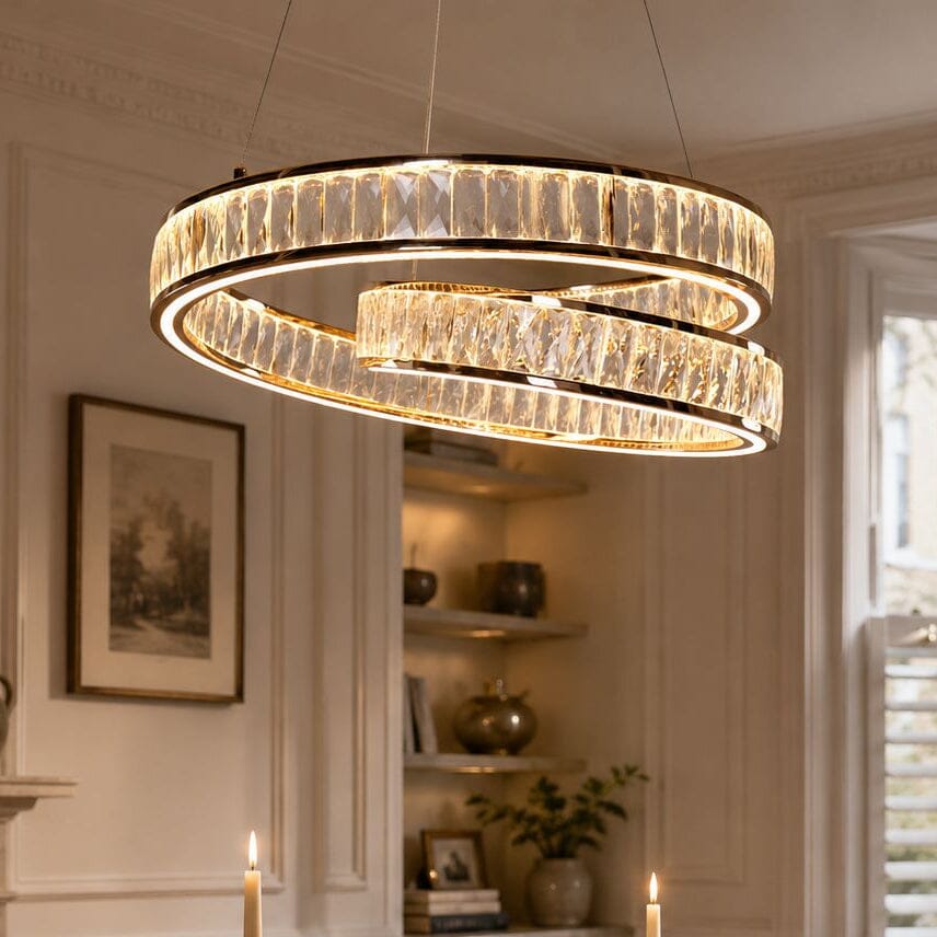 Lightsin Elegant Gold Crystal Swirl Pendant Light Luxury Crystal Chandelier for Living Room Lightsin UK 