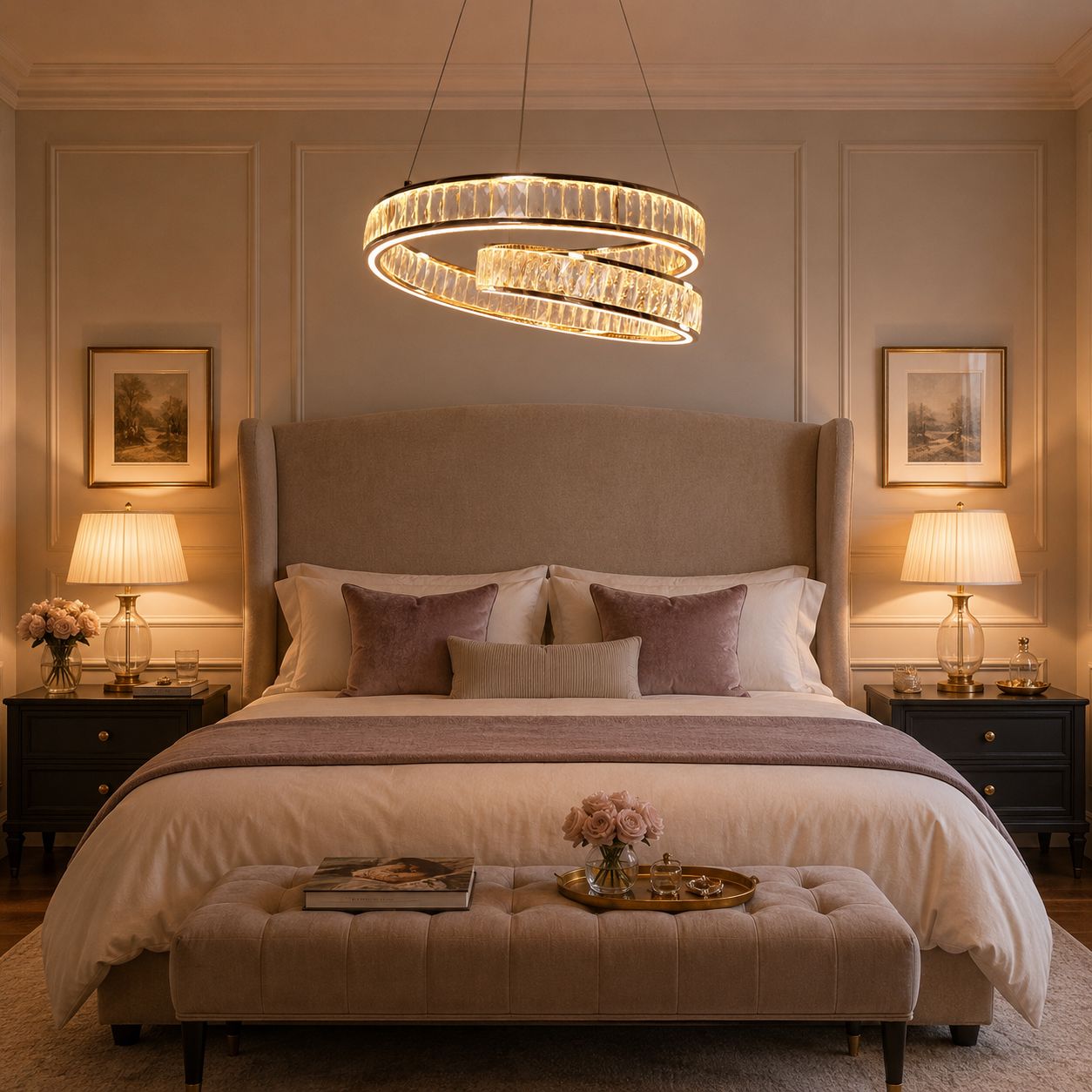 Lightsin Elegant Gold Crystal Swirl Pendant Light Luxury Crystal Chandelier for Living Room Lightsin UK 