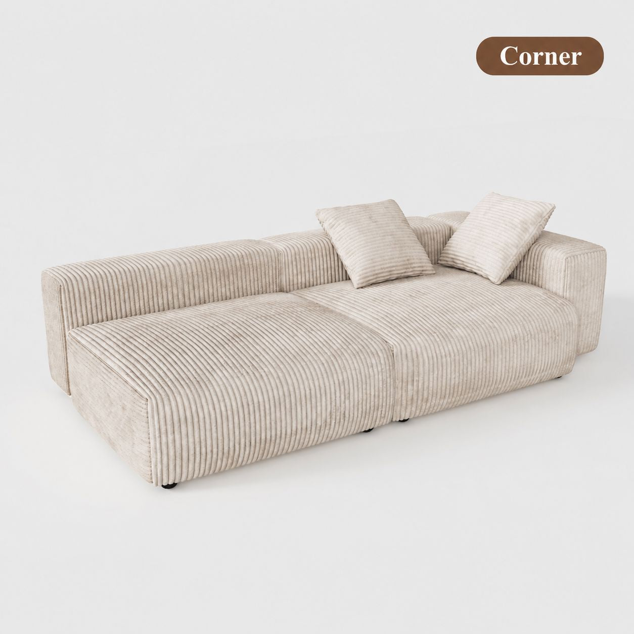 Cottonfy Corduroy Modular Wide Seat Chaise Sofa Block June 25 Sale Cottonfy UK 