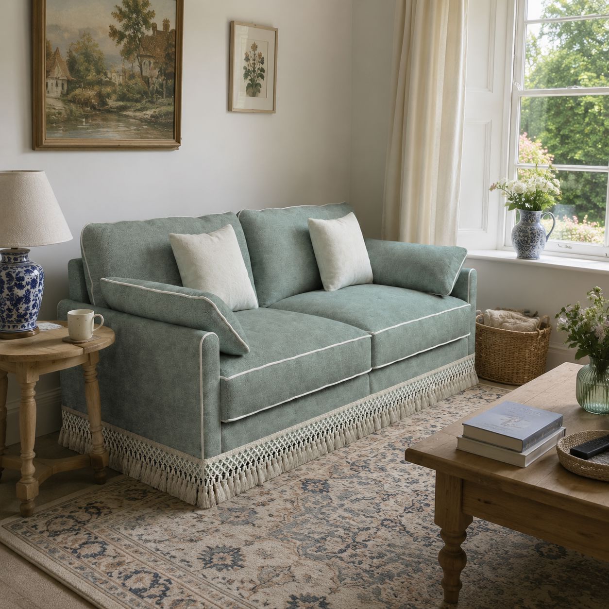 Cotton Linen Detachable Modular Sofa with Fringed Trim Cottonfy UK 