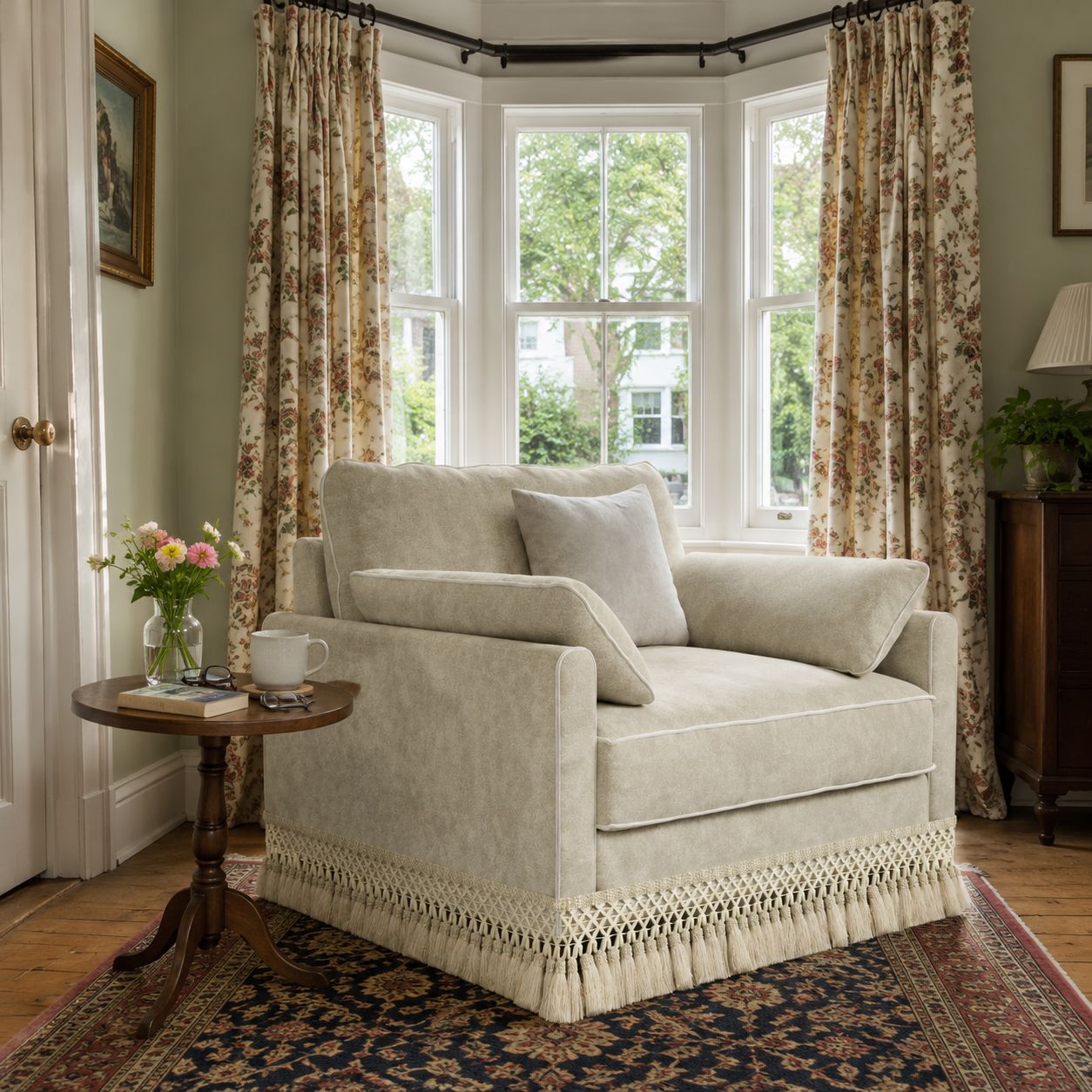 Cotton Linen Detachable Modular Sofa with Fringed Trim Cottonfy UK 