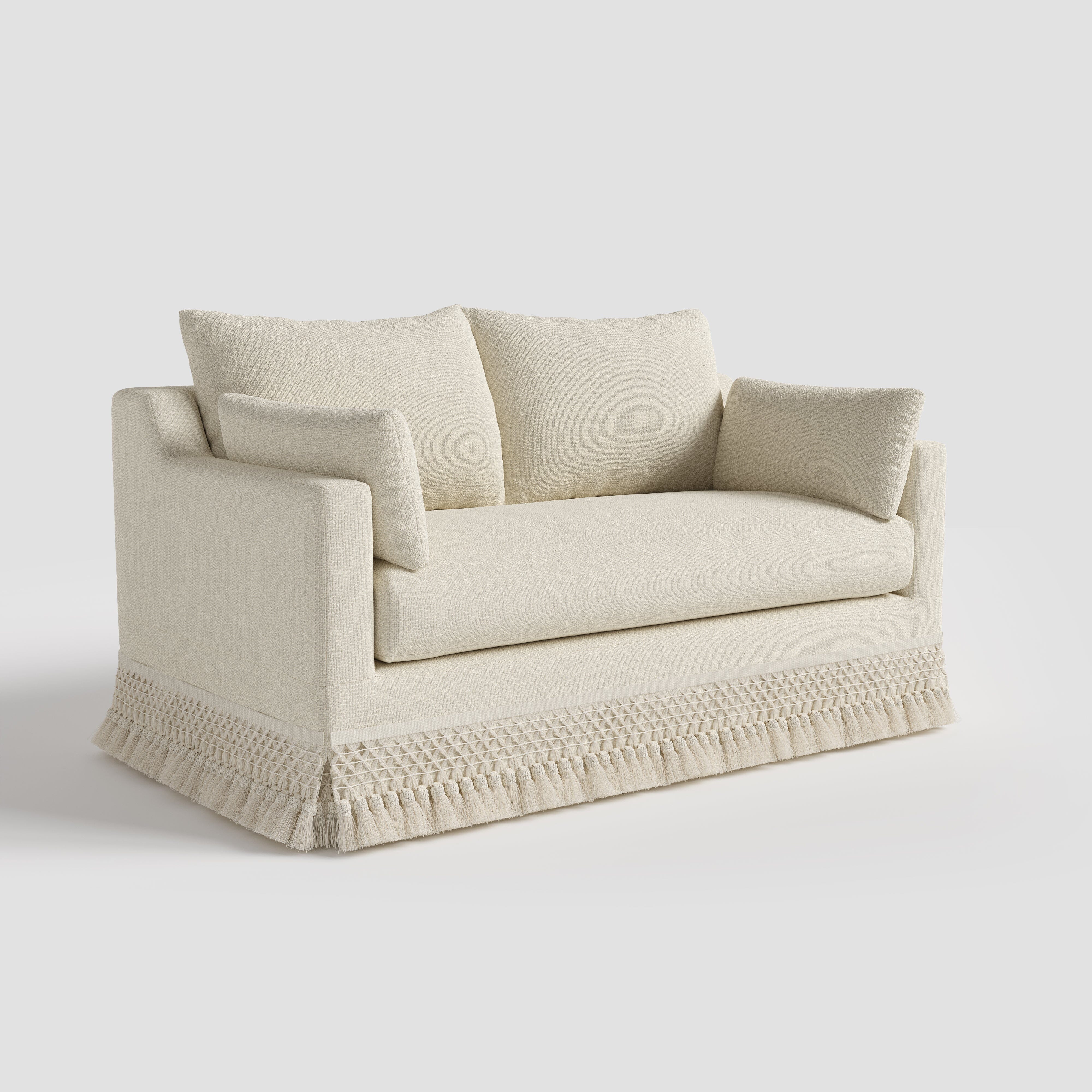 Cottonfy Cotton-Linen Washable Fringe 2 Seater Sofa Cottonfy UK 