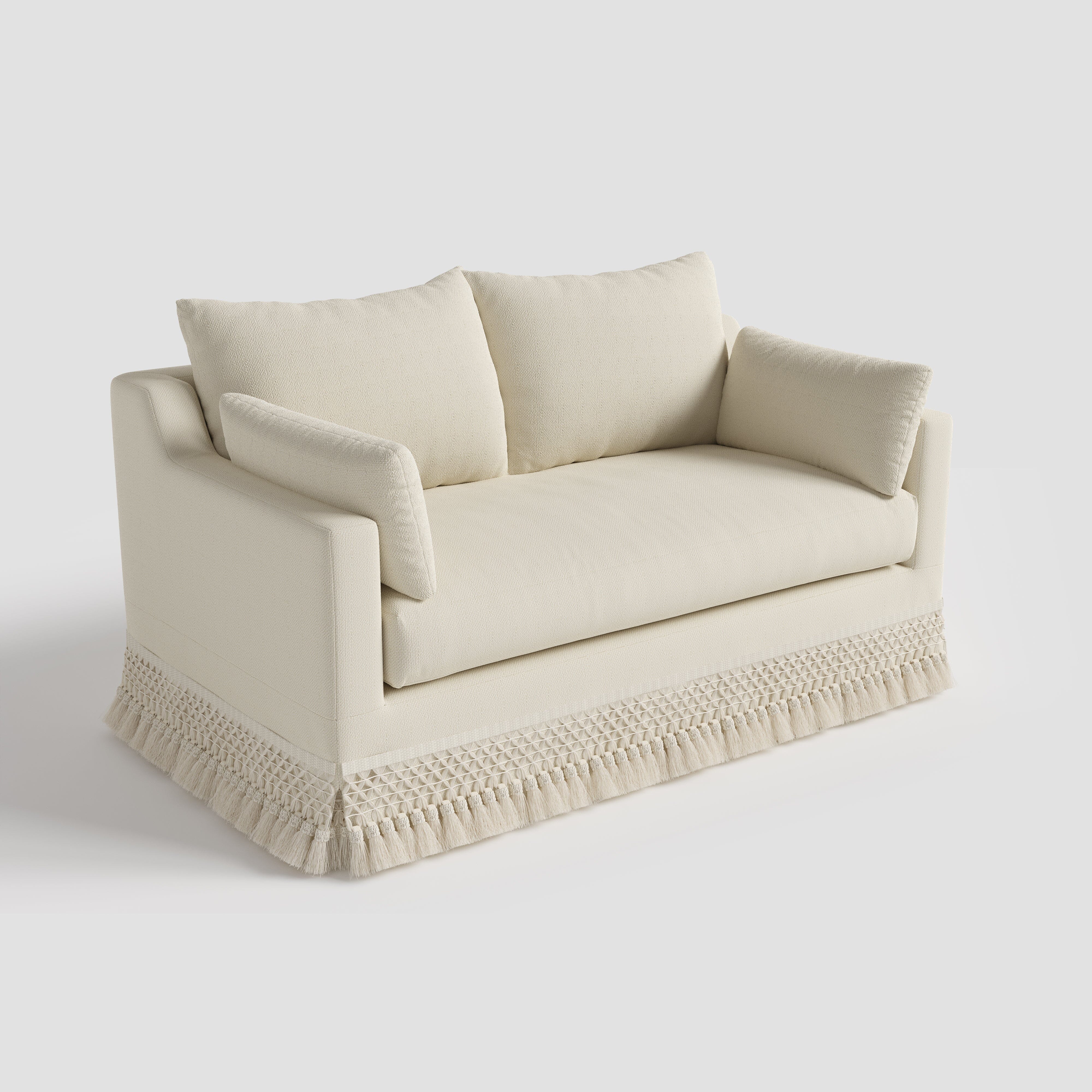 Cottonfy Cotton-Linen Washable Fringe 2 Seater Sofa Cottonfy UK 