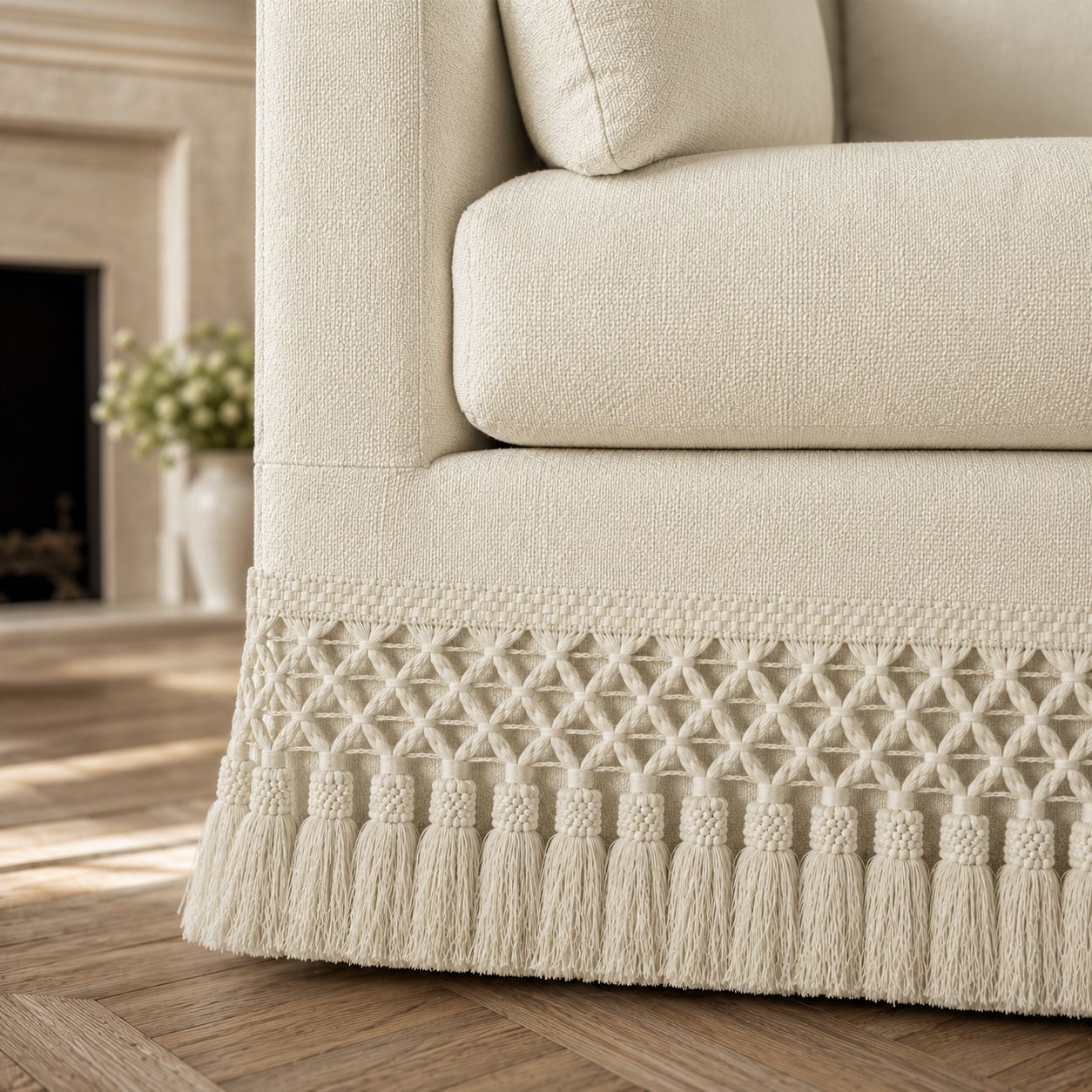 Cottonfy Cotton-Linen Washable Fringe 2 Seater Sofa Cottonfy UK 