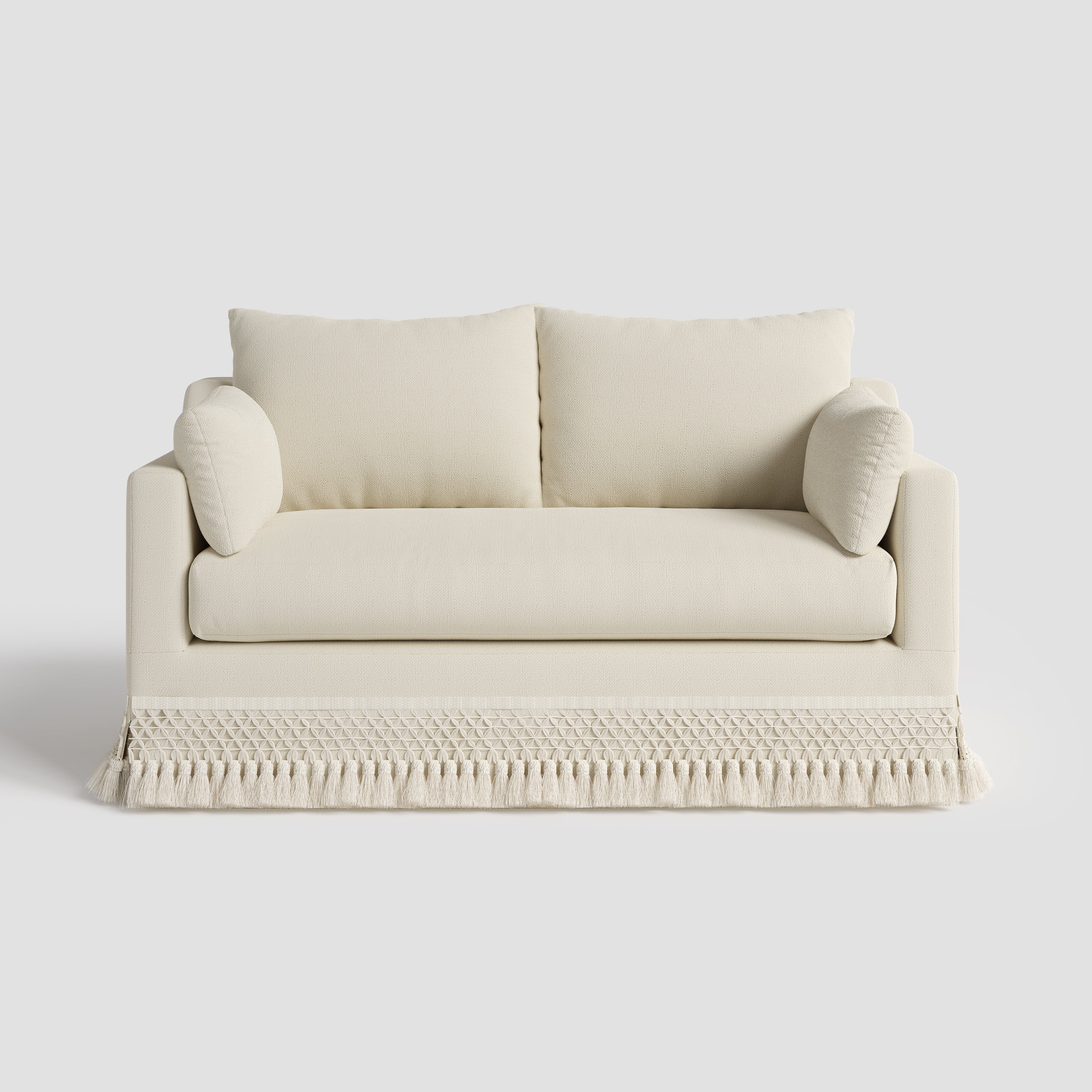 Cottonfy Cotton-Linen Washable Fringe 2 Seater Sofa Cottonfy UK 