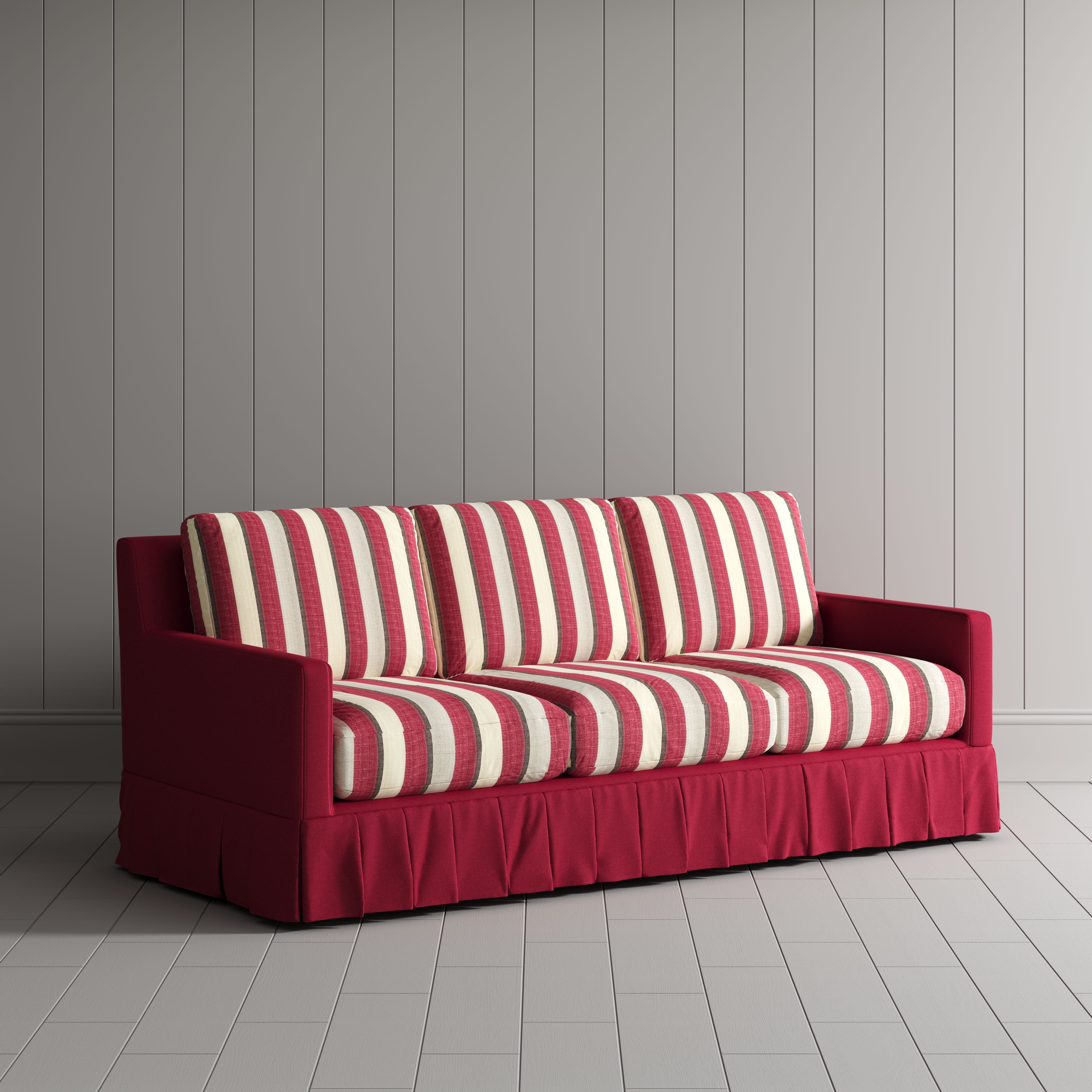 Cottonfy Country Check Sofa with Removable Skirted Covers Living and Home Claret Red Cotton Linen 
