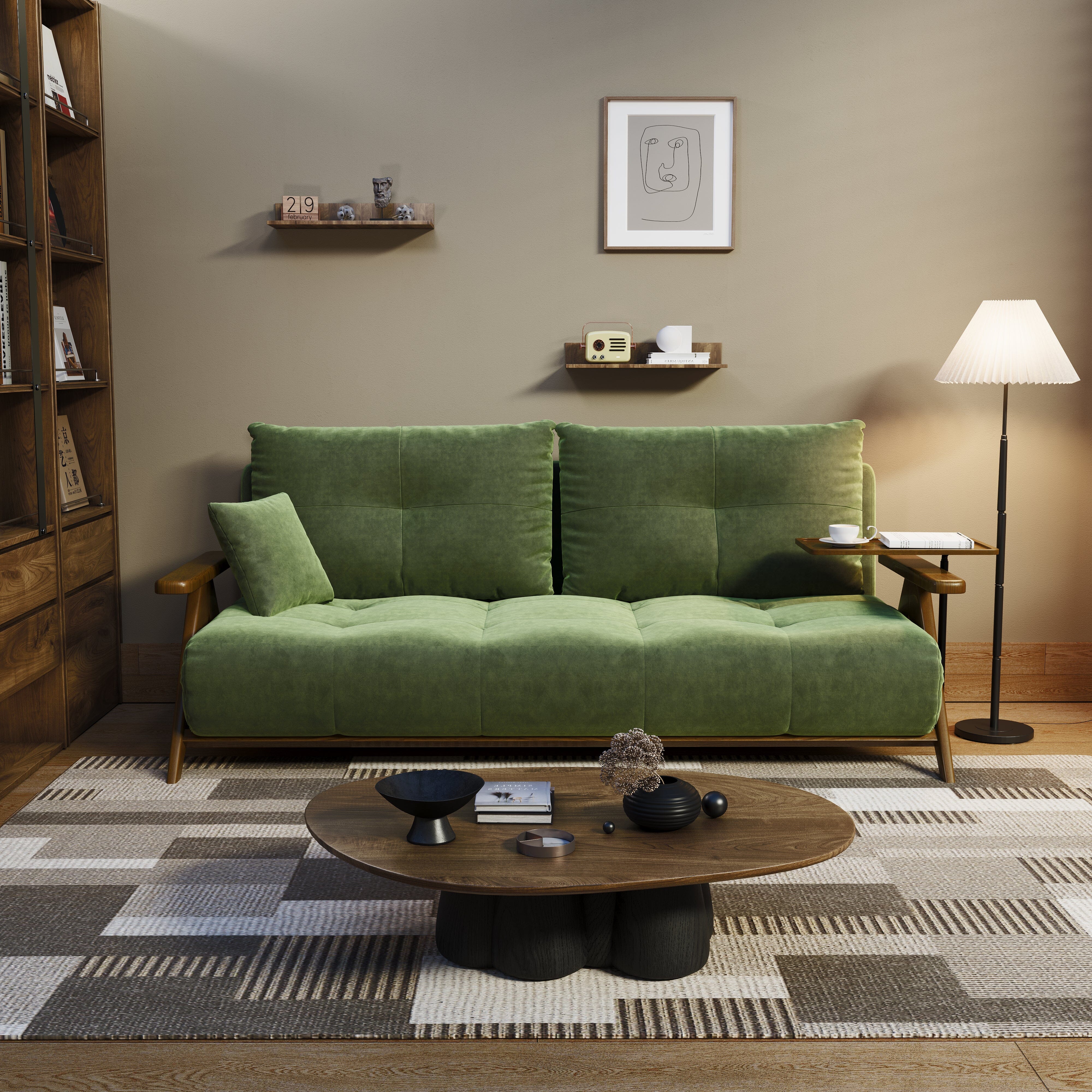 Cottonfy Foldable Matte Fabric Solid Wood 3 Mode Sofa Bed Cottonfy UK 148CM Green (pre-order) 