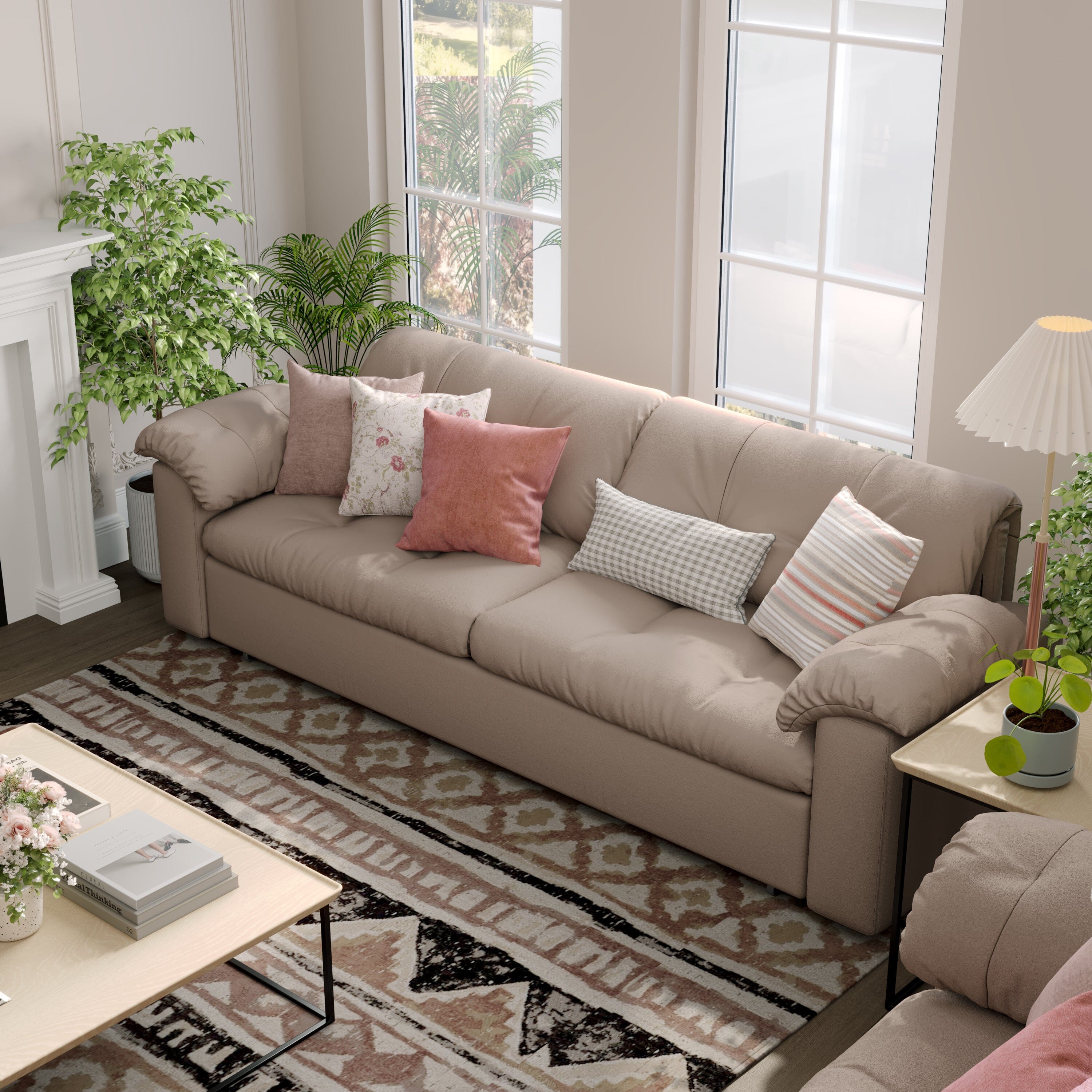 #Colour_Taupe pink
Cottonfy Multifunctional Sleeper 3 Seater Sofa Bed with Storage Space Cottonfy UK 