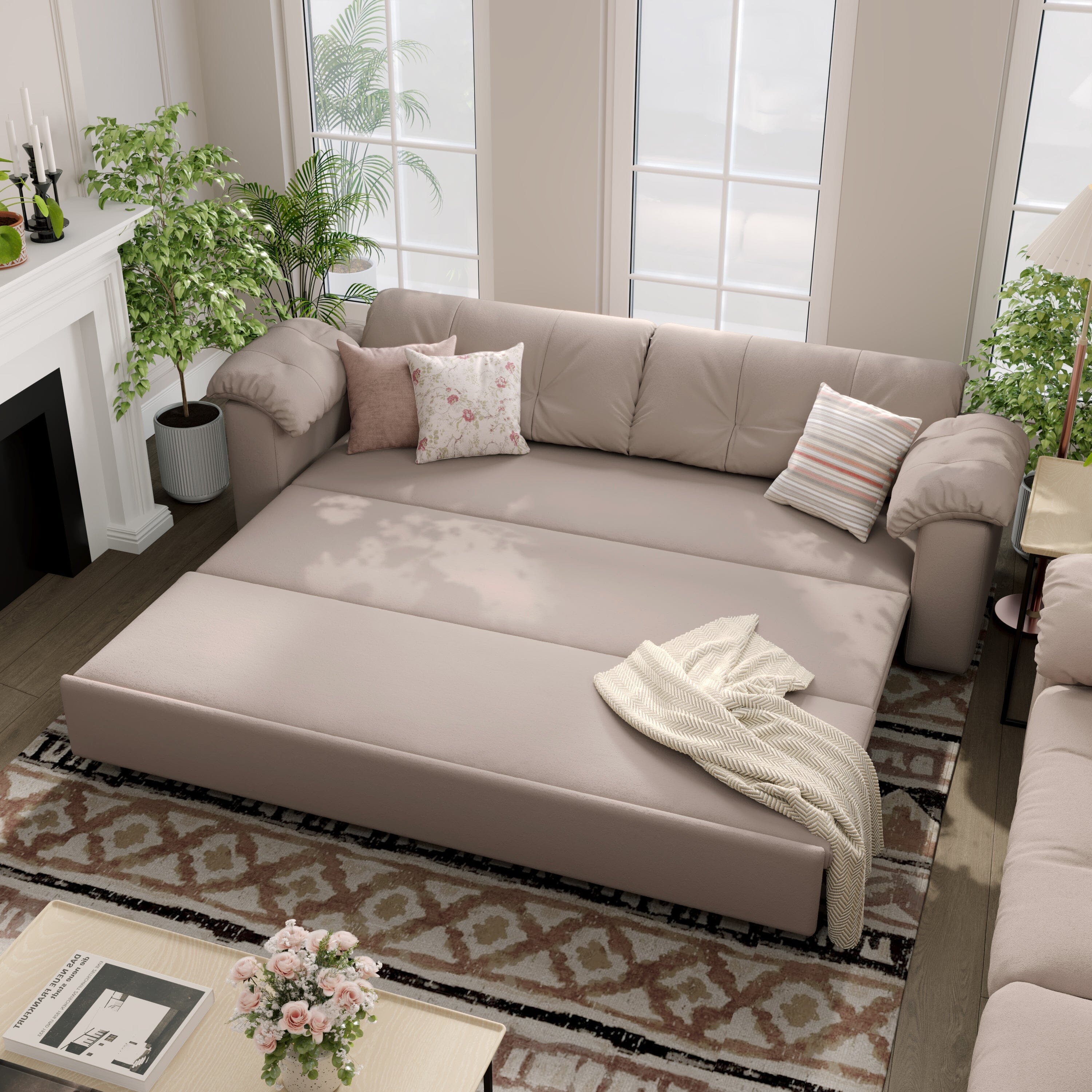 Cottonfy Multifunctional Sleeper 3 Seater Sofa Bed with Storage Space Cottonfy UK 255CM 