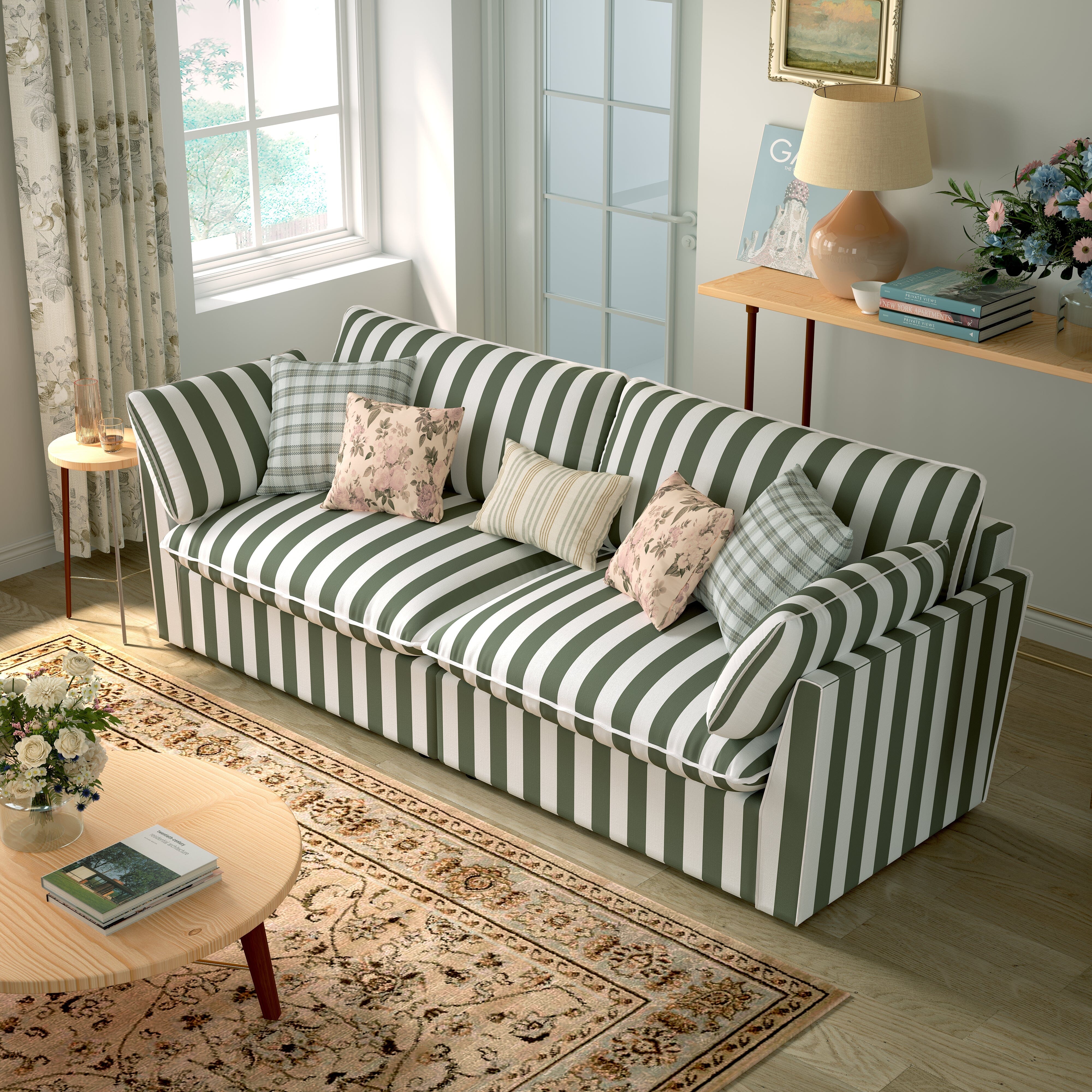 Cottonfy Retro Striped Fabric Handmade Sofa Cottonfy UK 