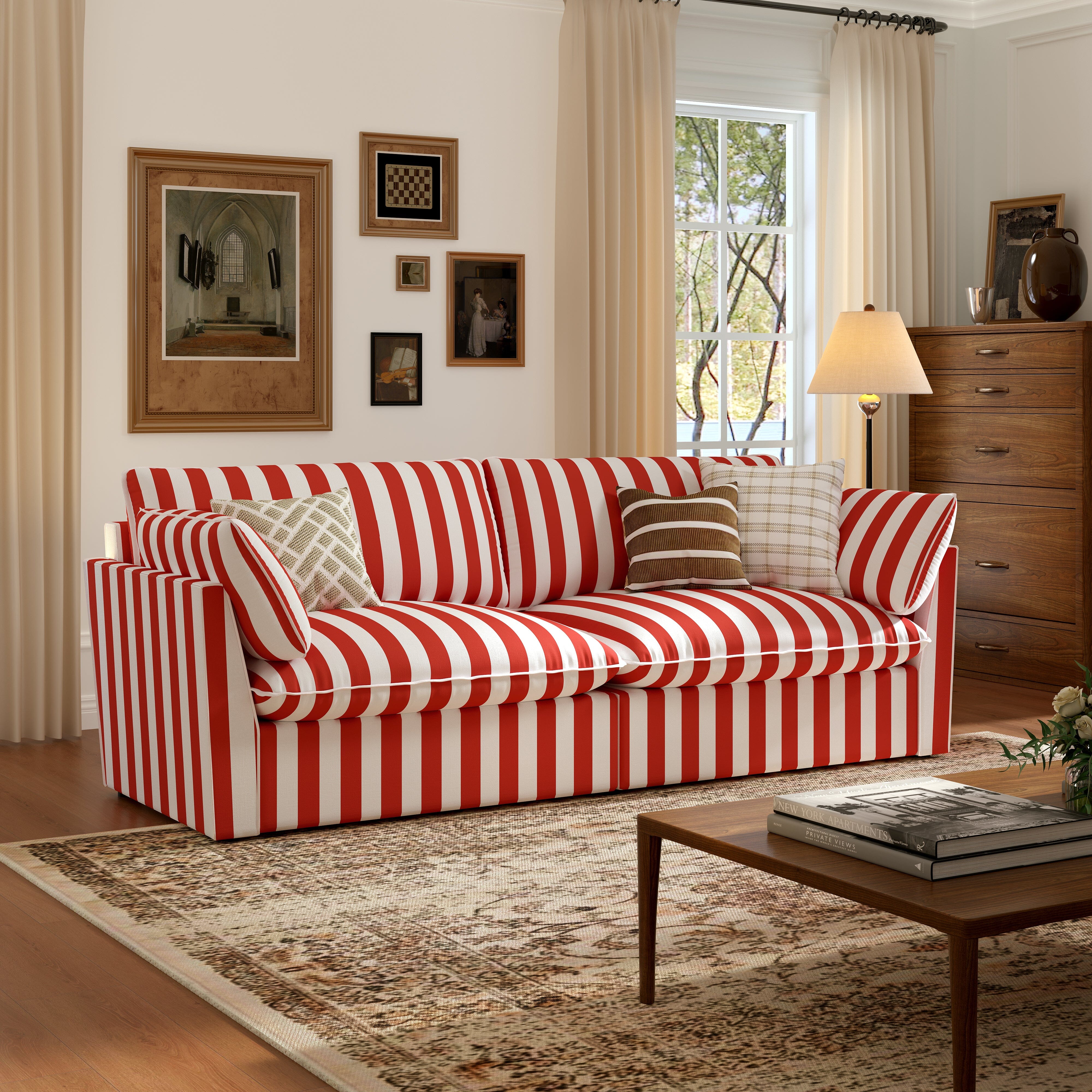 Cottonfy Retro Striped Fabric Handmade Sofa – Living and Home