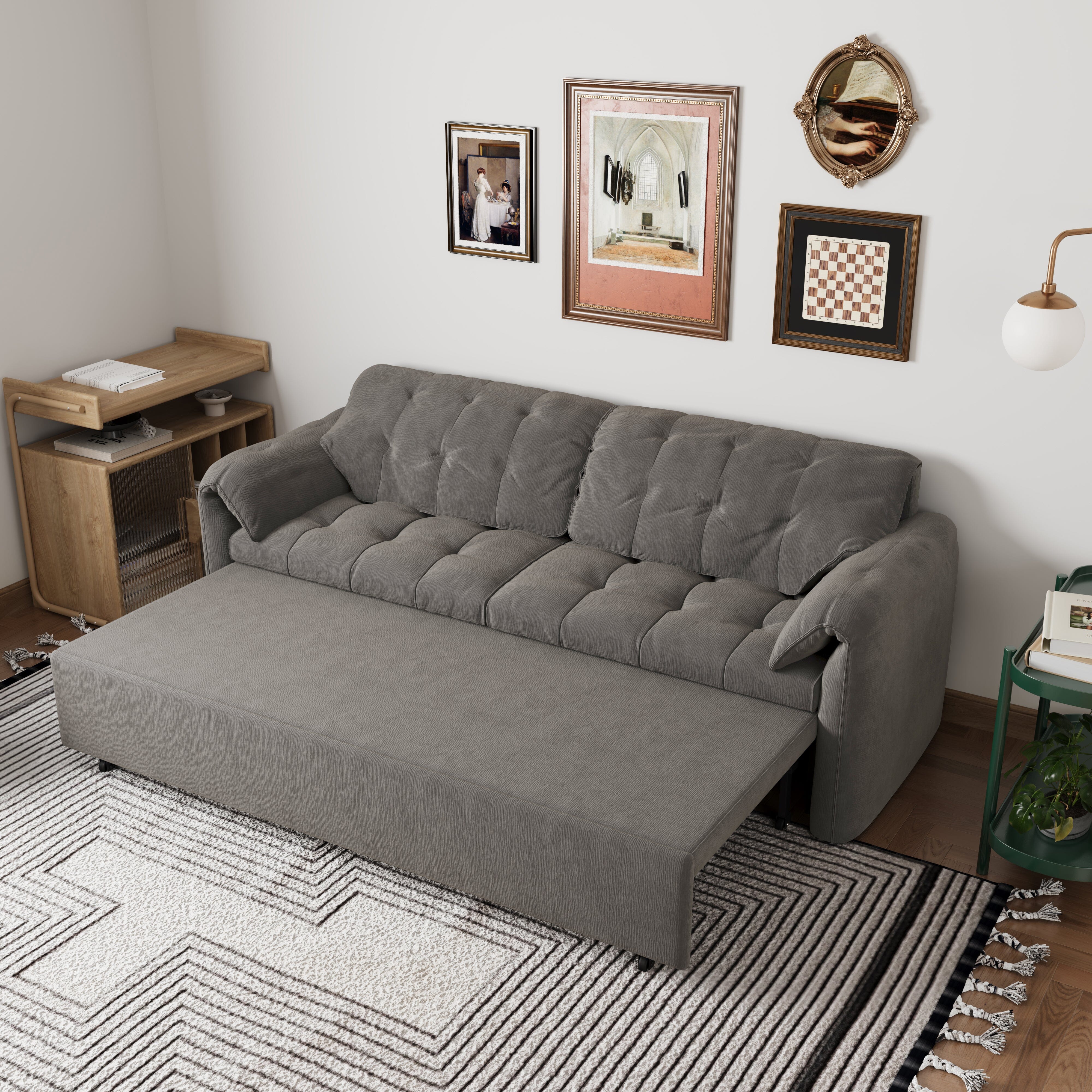 Cottonfy Upgraded Cloud Chenille Skin Friendly Sofa Bed with Storage Living and Home 196 CM Grey 