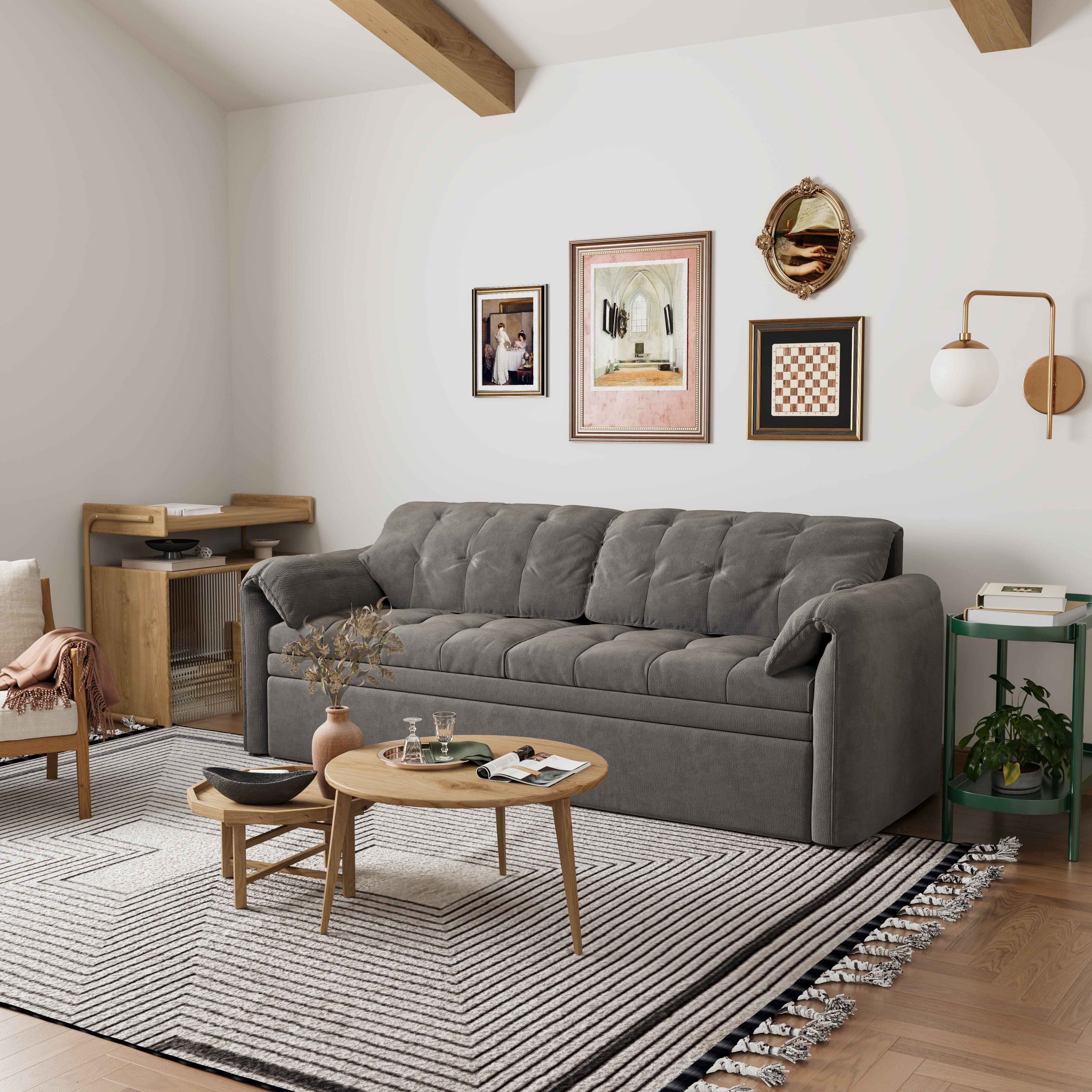 Cottonfy Upgraded Cloud Chenille Skin Friendly Sofa Bed with Storage Living and Home 226 CM Grey 