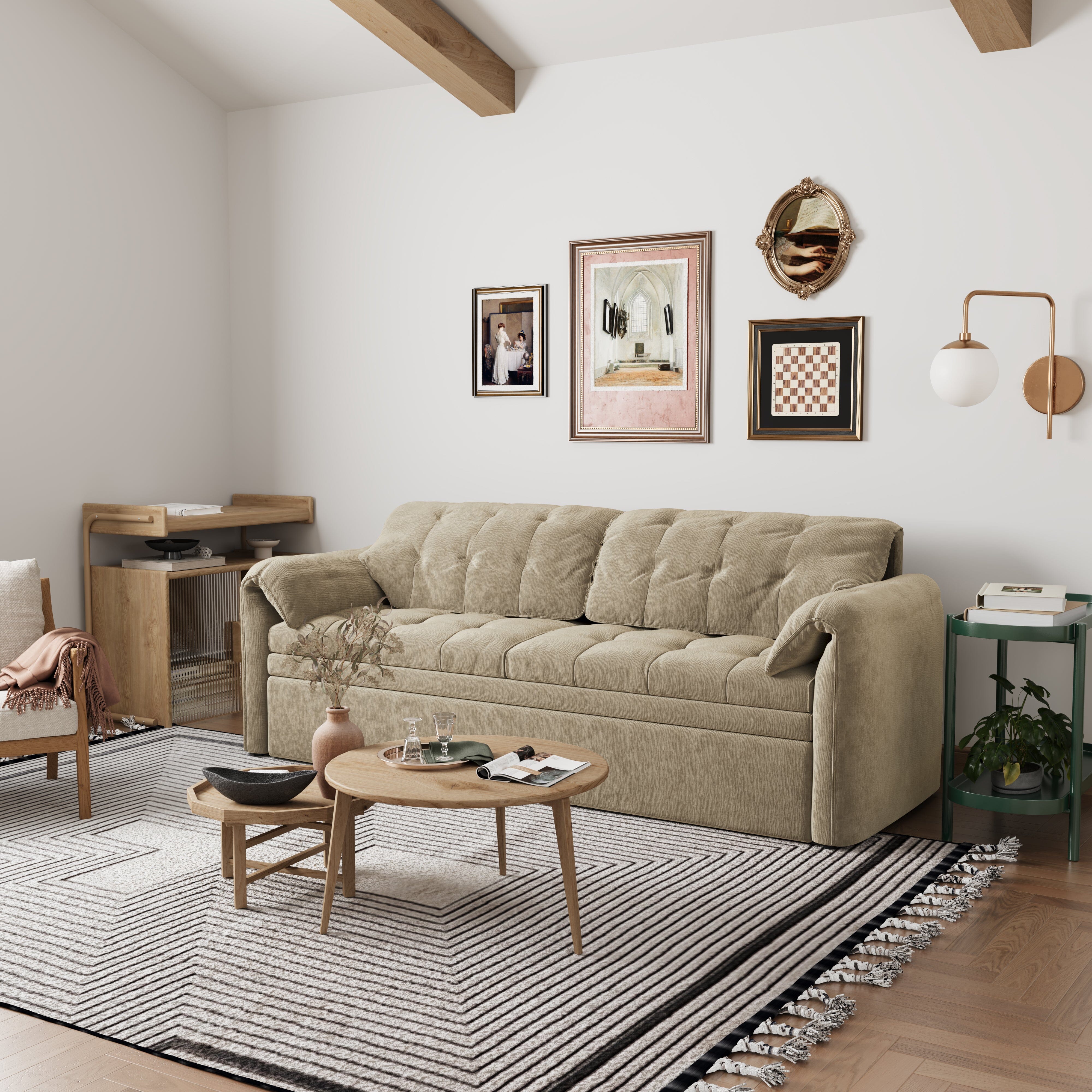 Cottonfy Upgraded Cloud Chenille Skin Friendly Sofa Bed with Storage Living and Home 